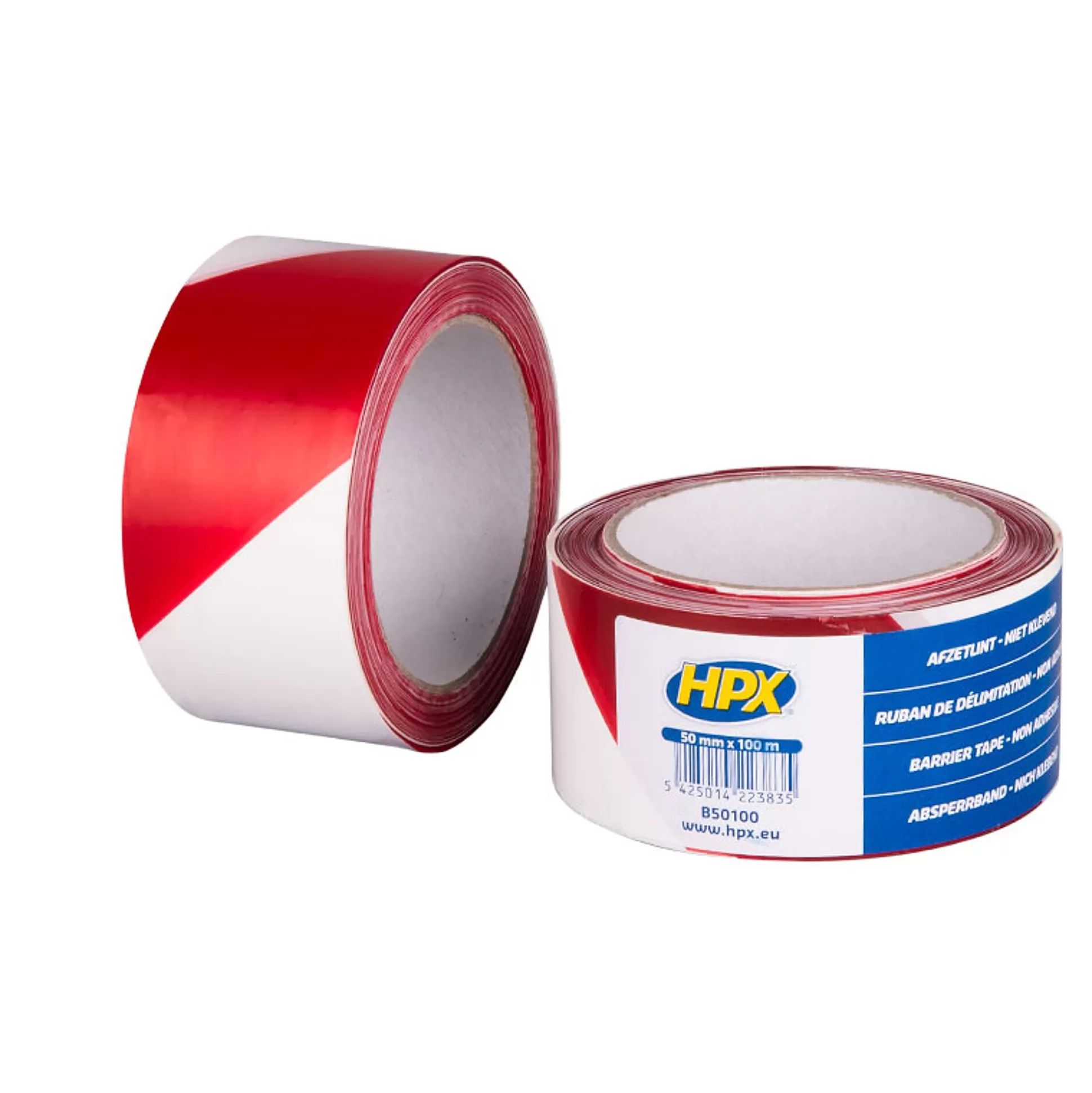 HPX Lijmen & Plakken-Afzetlint Wit/Rood 50Mm X 100M