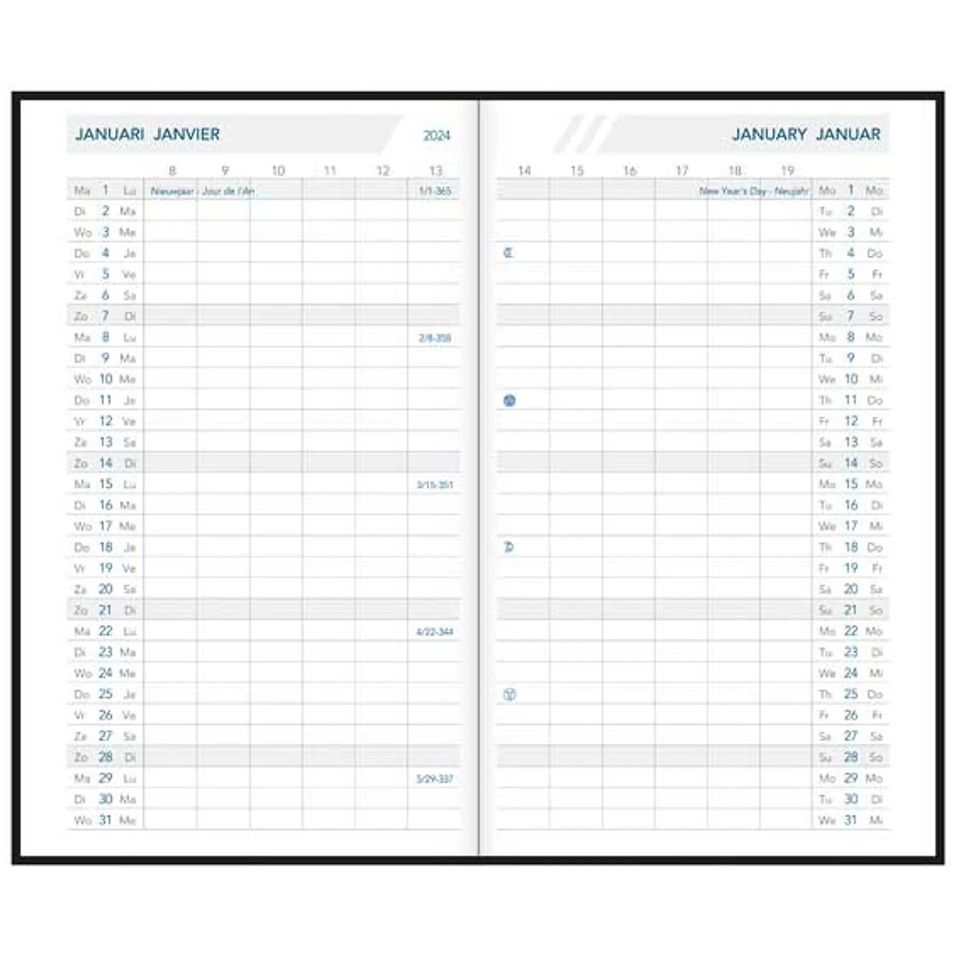 AURORA Agenda's-Agenda 10,5X16,5Cm 1 Maand Op 2 Pagina's 4 Talen Oraplan Alaska