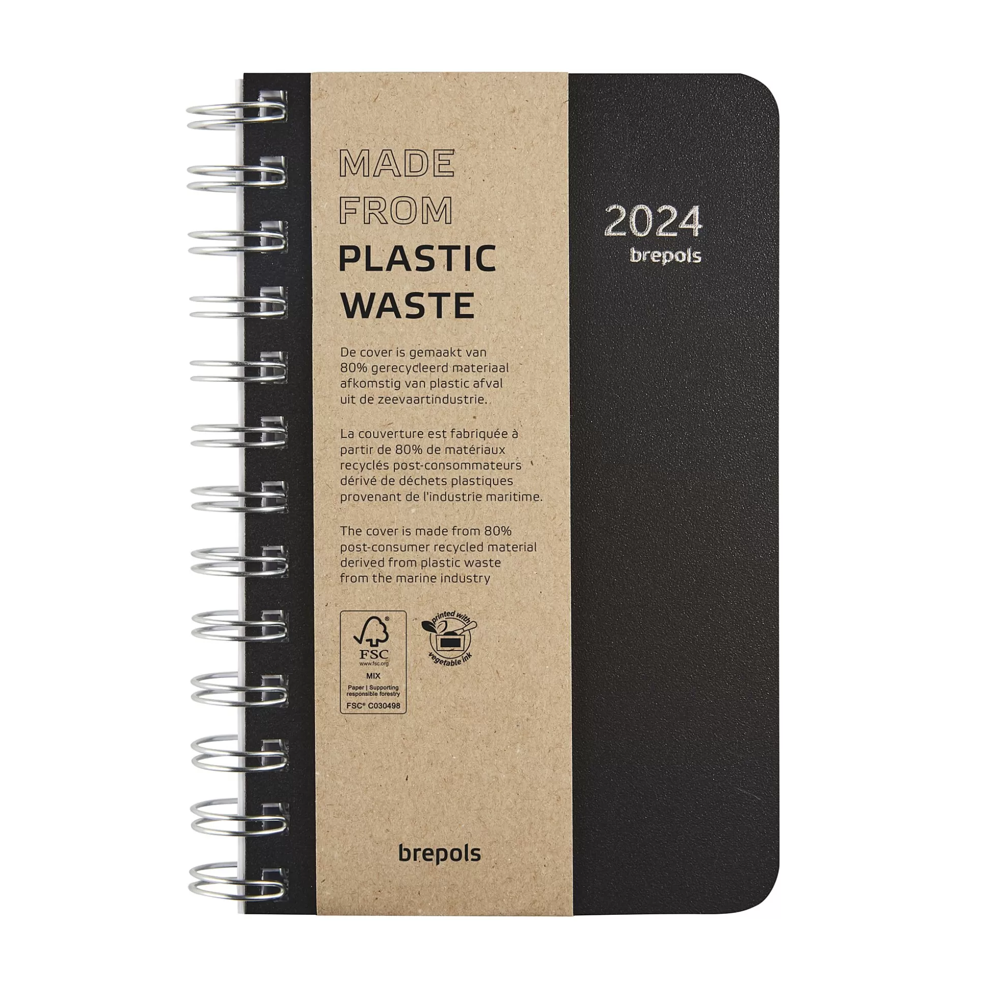 BREPOLS Agenda's-Agenda 10X16,5Cm 1 Dag Per Pagina 6 Talen Building Polyprop Zwart