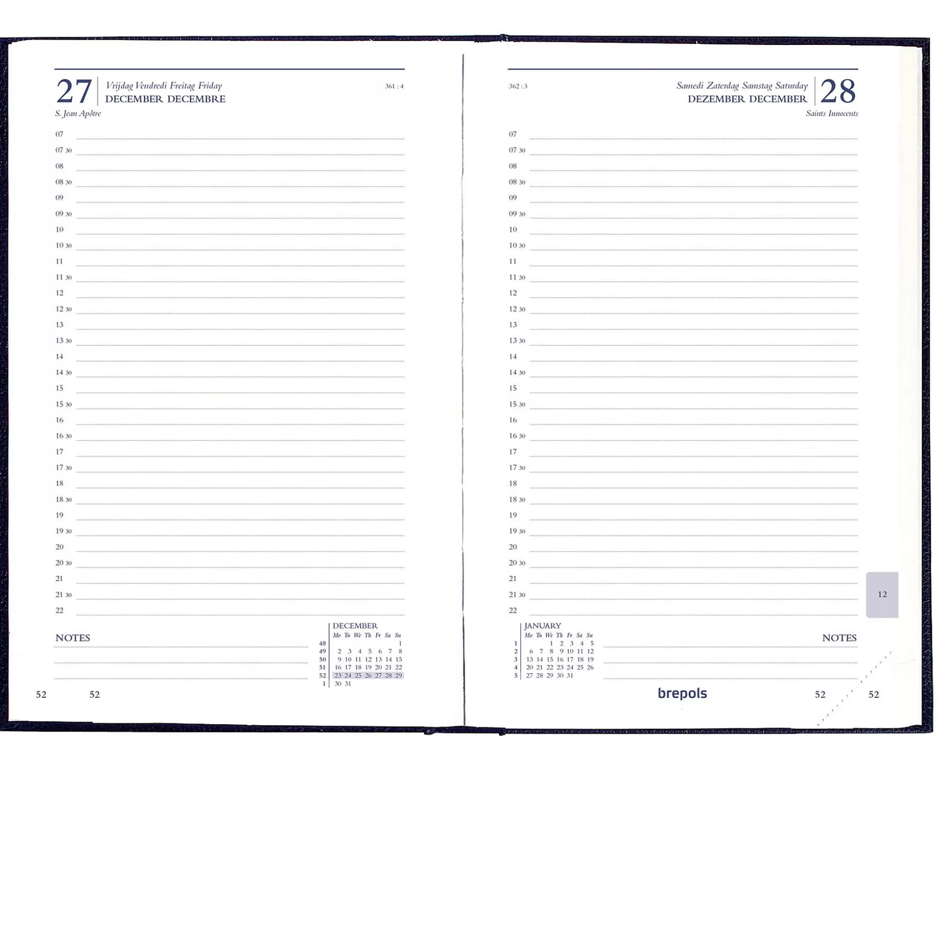 BREPOLS Agenda's-Agenda 13,3X20,8Cm 1 Dag Per Pagina 4 Talen Saturnus Lima Bordeaux