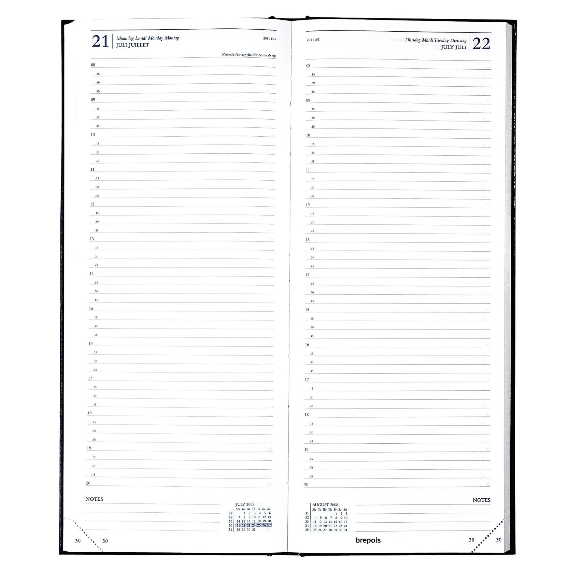 BREPOLS Agenda's-Agenda 13X33Cm 1 Dag Per Pagina 4 Talen Saturnus Lima Blauw