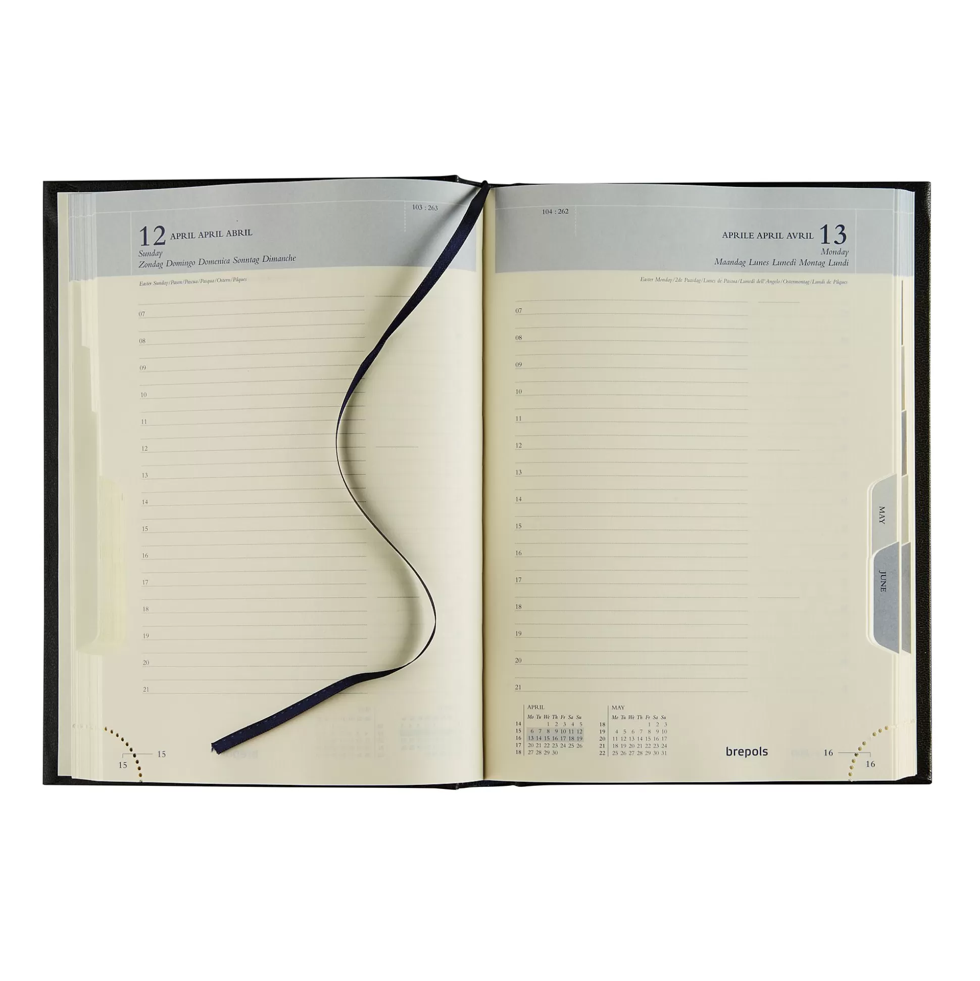 BREPOLS Agenda's-Agenda 14,8X21Cm 1 Dag Per Pagina 6 Talen Euro Lima Zwart