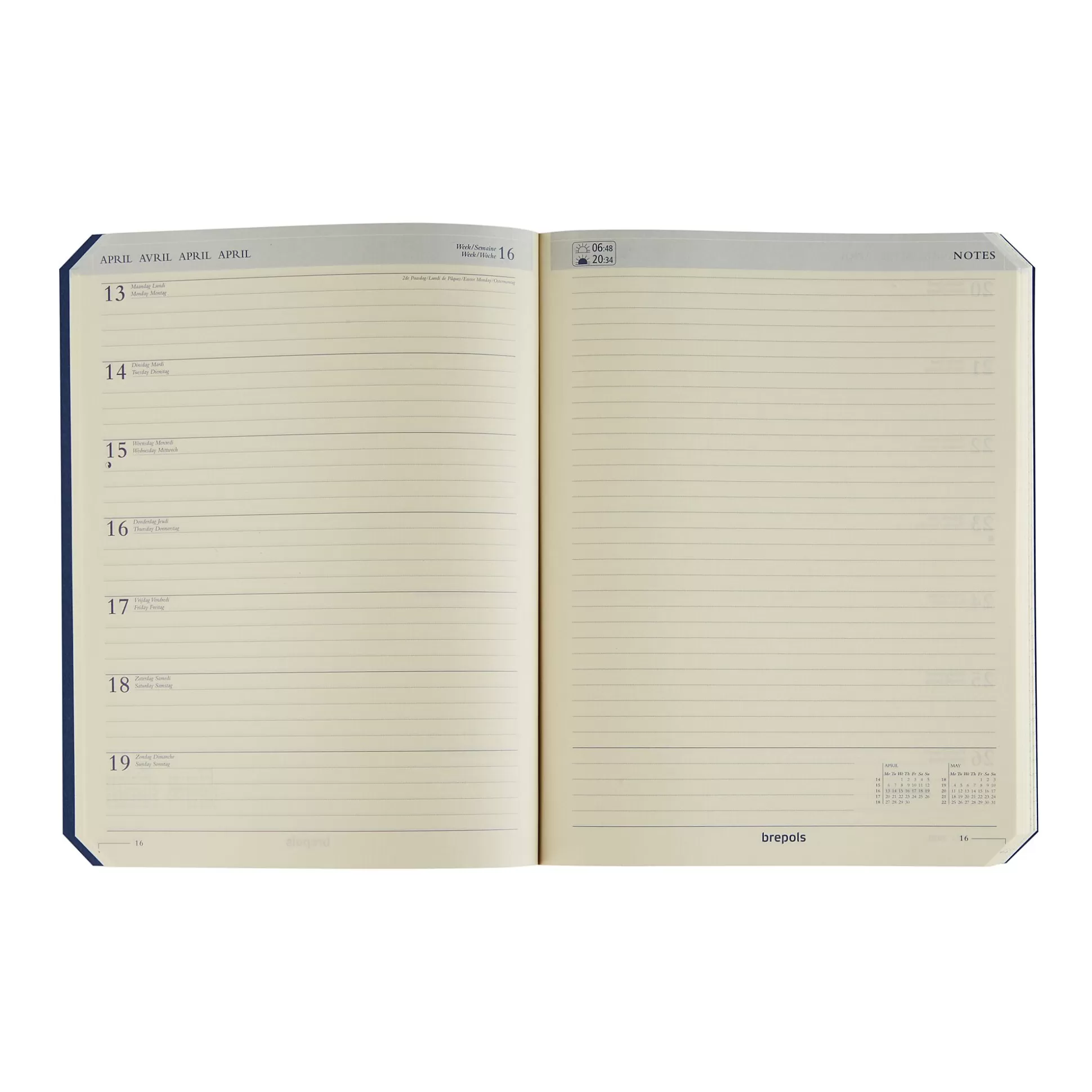 BREPOLS Agenda's-Agenda 14,8X21Cm 1 Week Op 2 Pagina's 4 Talen Back To Paper Weekly Notebook Zwart