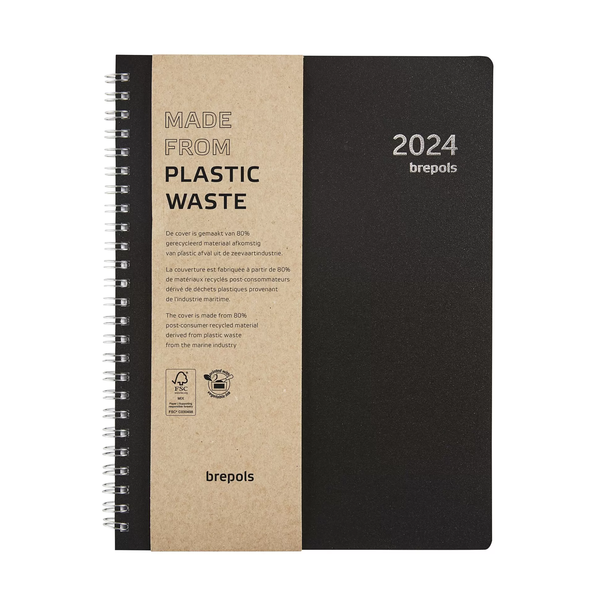 BREPOLS Agenda's-Agenda 17,2X22Cm 1 Week Op 2 Pagina's 6 Talen Timing Polyprop Zwart