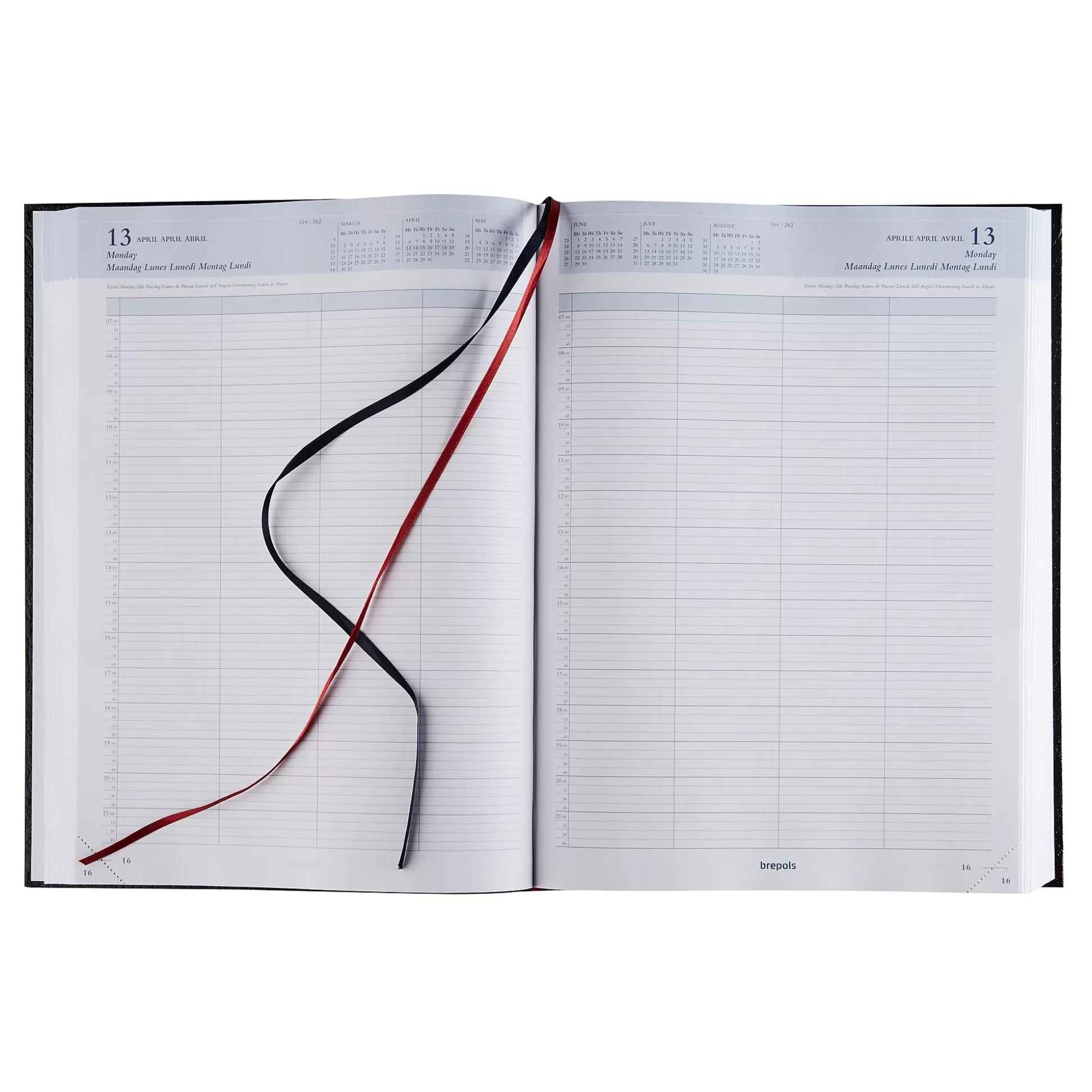 BREPOLS Agenda's-Agenda 21X29Cm 1 Dag Op 2 Pagina's 6 Talen Bremax 2 Santex Zwart