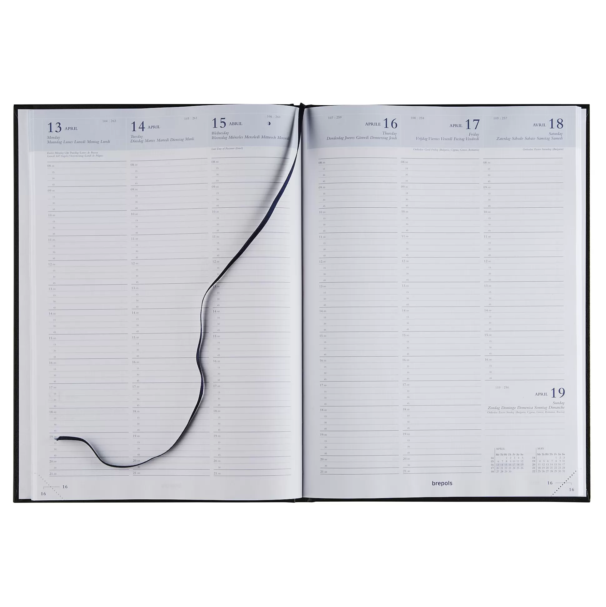 BREPOLS Agenda's-Agenda 21X29Cm 1 Week Op 2 Pagina's 6 Talen Omega Lima Blauw