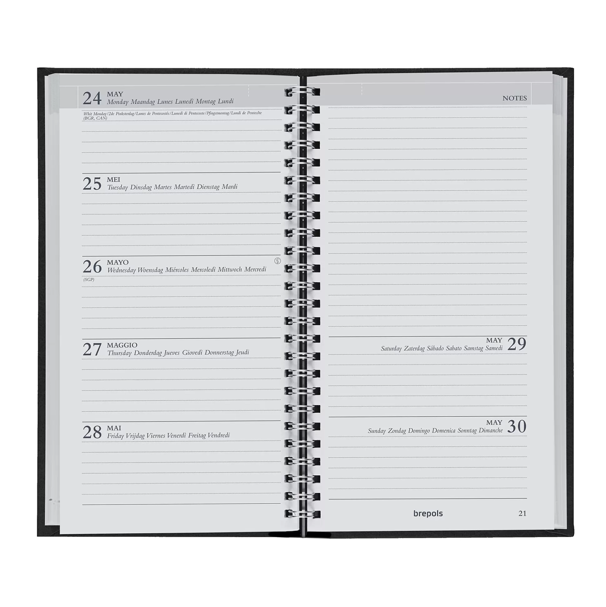 BREPOLS Agenda's-Agenda 9X16Cm 1 Week Op 2 Pagina's 4-Talig Notavision Polyprop