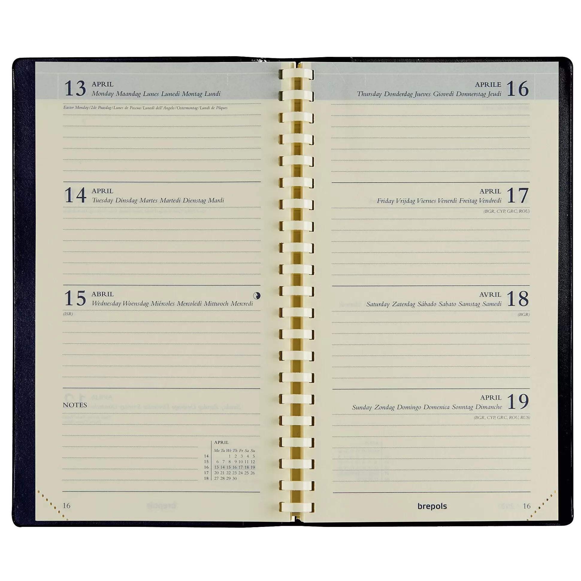 BREPOLS Agenda's-Agenda 9X16Cm 1 Week Op 2 Pagina's 6 Talen Interplan Genova Blauw
