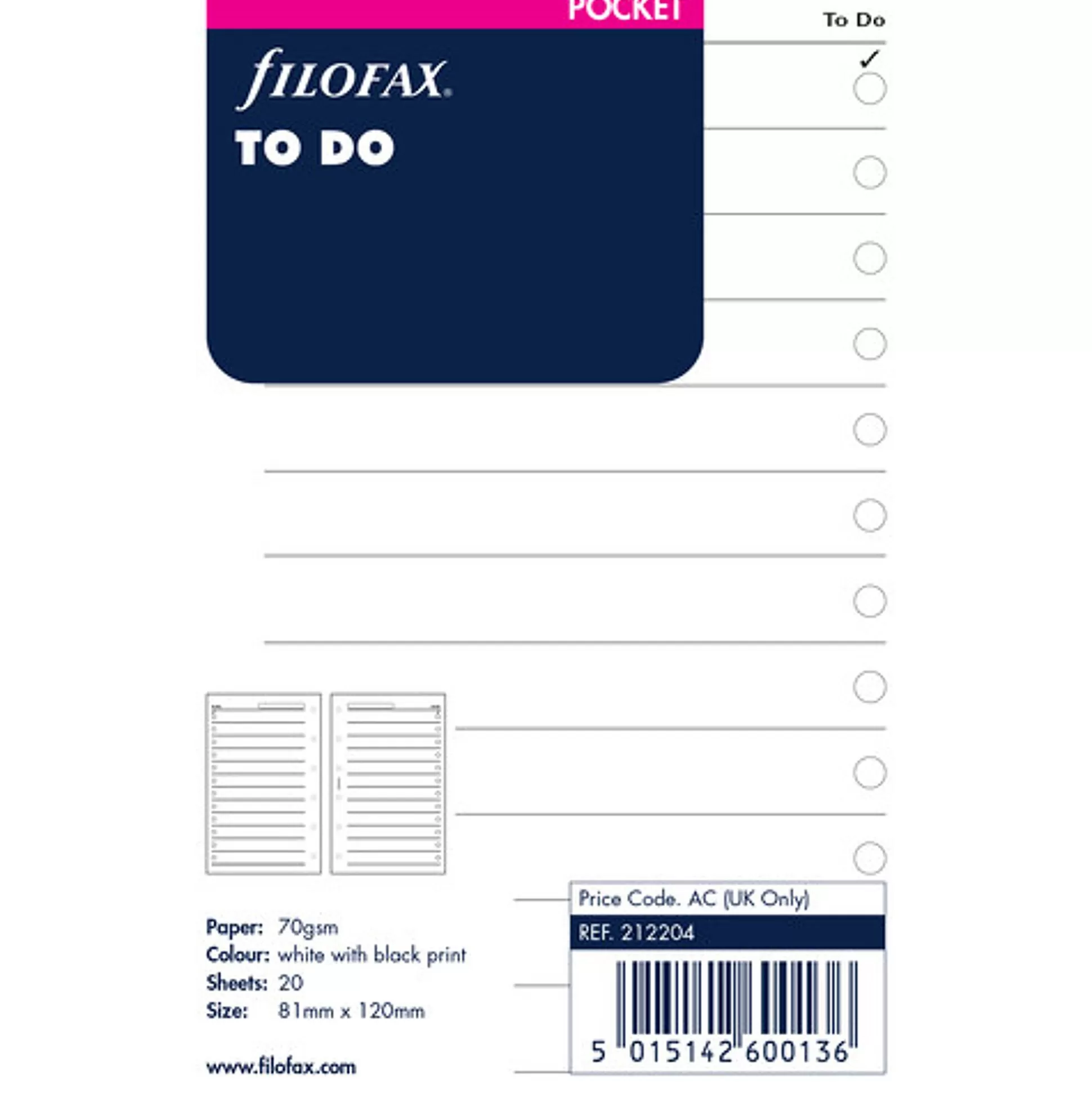 FILOFAX Planners & Lijstjes-Agenda Accessoire 8,1X12Cm To Do Wit Pocket