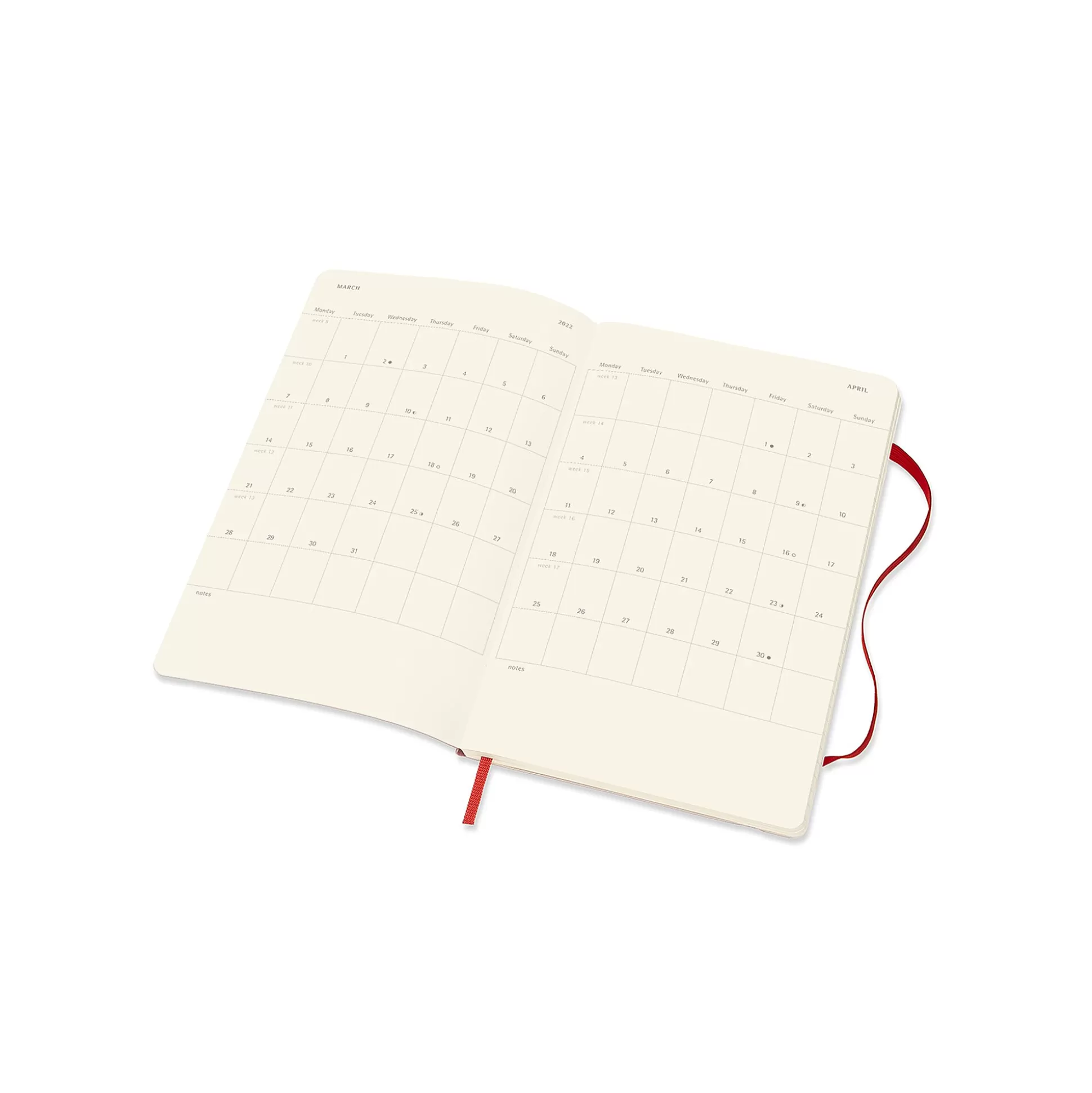 MOLESKINE Agenda's-Agenda L 13X21Cm 1 Week Op 2 Pagina's Soft Cover Rood