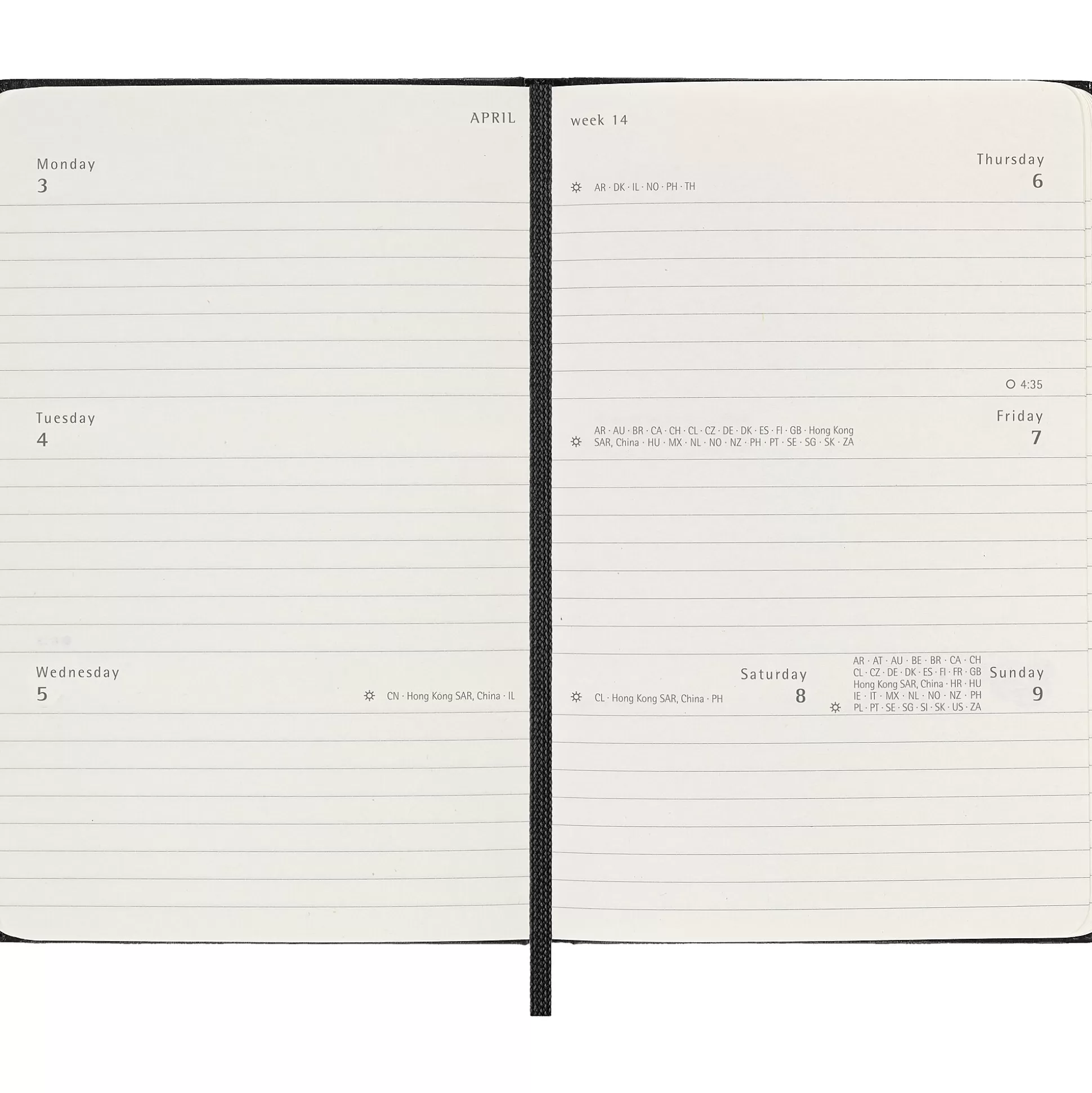 MOLESKINE Agenda's-Agenda P 14X9Cm 1 Week Op 2 Pagina's Hard Cover Zwart