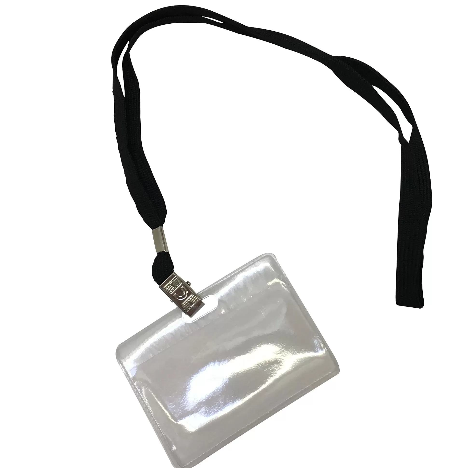 * Badges-Badge Met Koord 70X95Mm Zwart Met Clip 10 Stuks