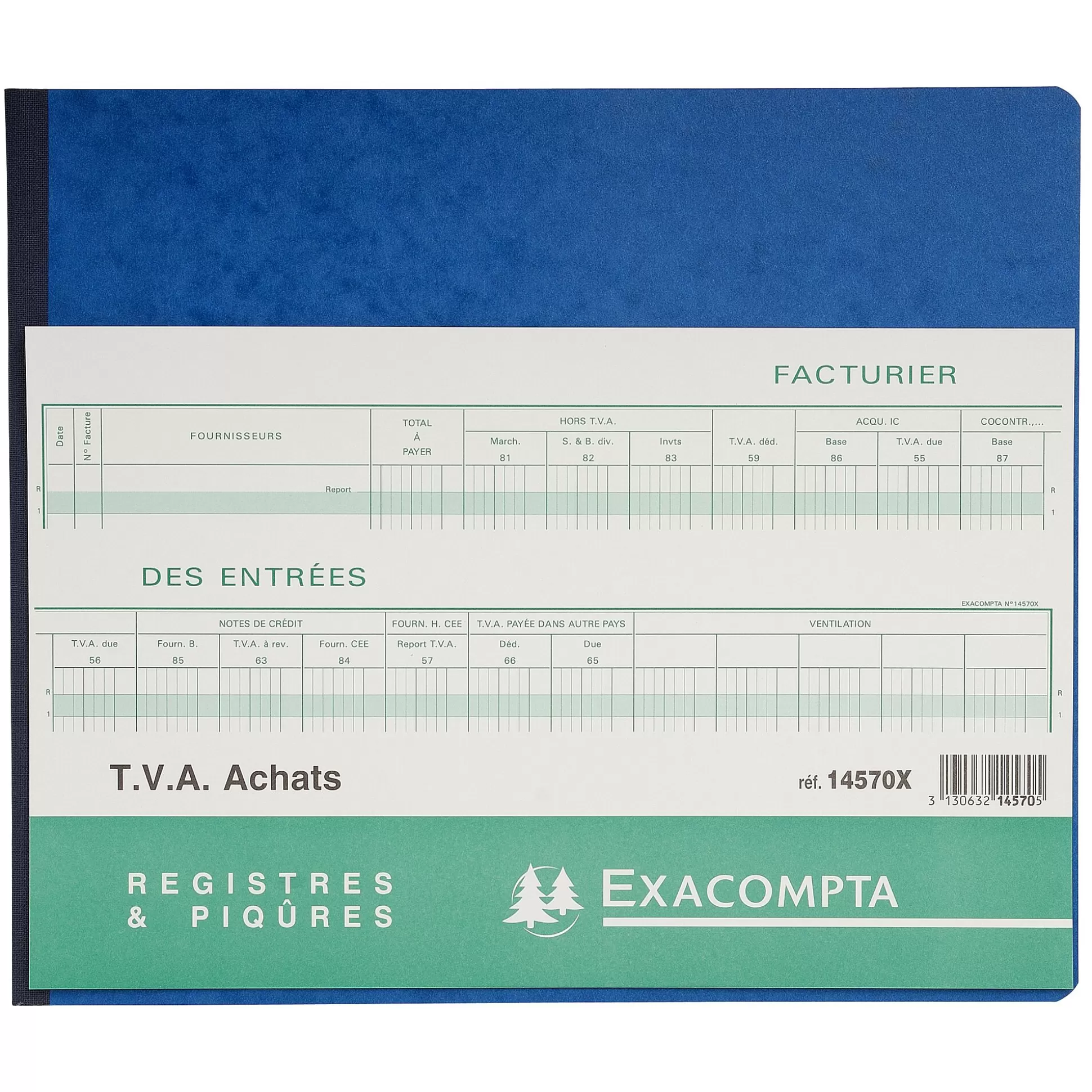 EXACOMPTA Speciaal Papier & Schrijfboeken-Boekhoudingsregister Btw Inkoop Fr Met Identificatieblad 31 Lijnen 80 Genummerde Bladen