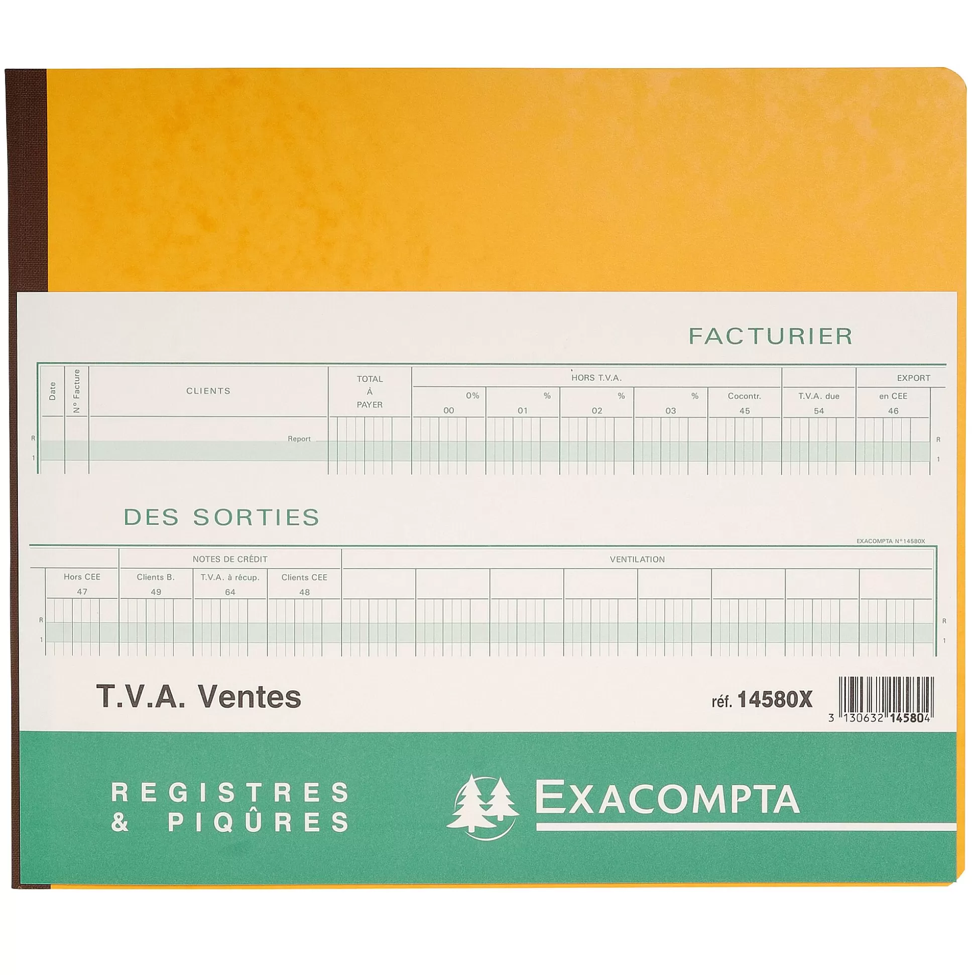 EXACOMPTA Speciaal Papier & Schrijfboeken-Boekhoudingsregister Btw Verkoop Fr Met Identificatieblad 31 Lijnen 80 Genummerde Bladen