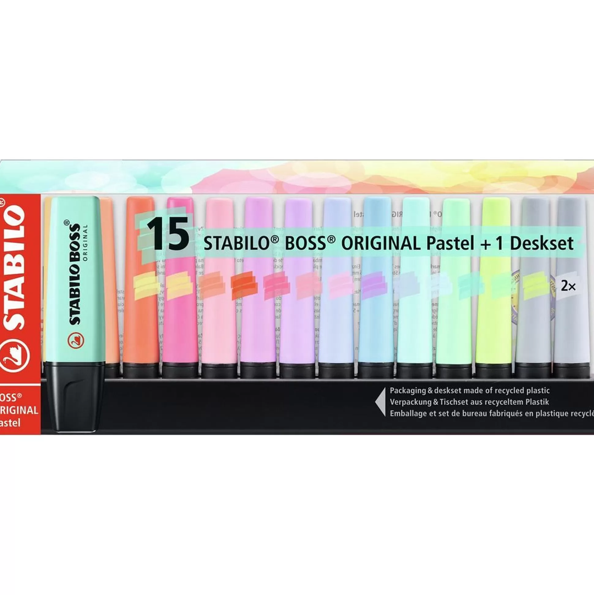 STABILO Stiften-Boss Original Markeerstiften Pastel Deskset 15 Stuks