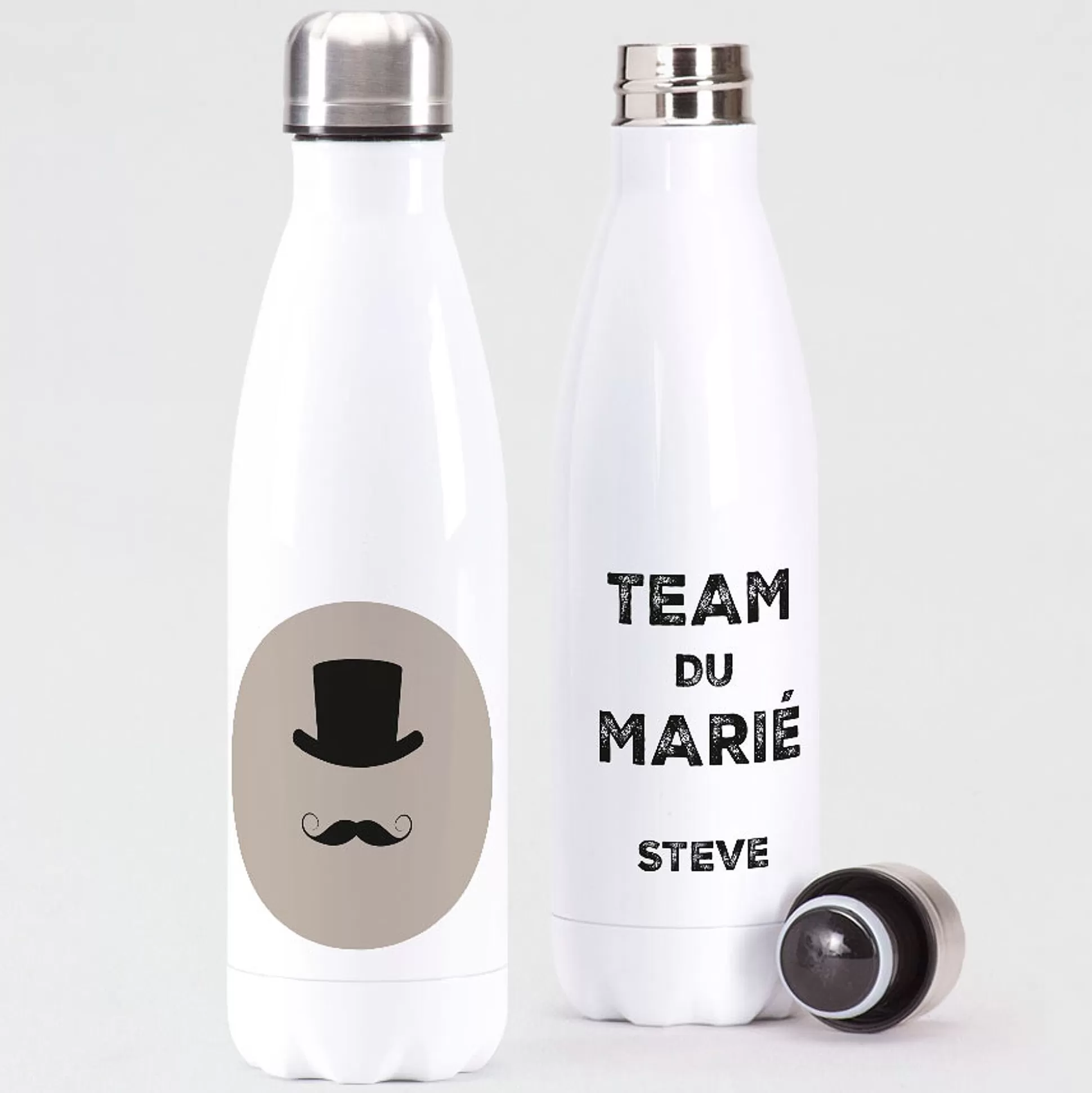 MIJN ONTWERP Drinkflessen-Bouteille Isotherme Texte Et Chapeau Moustache