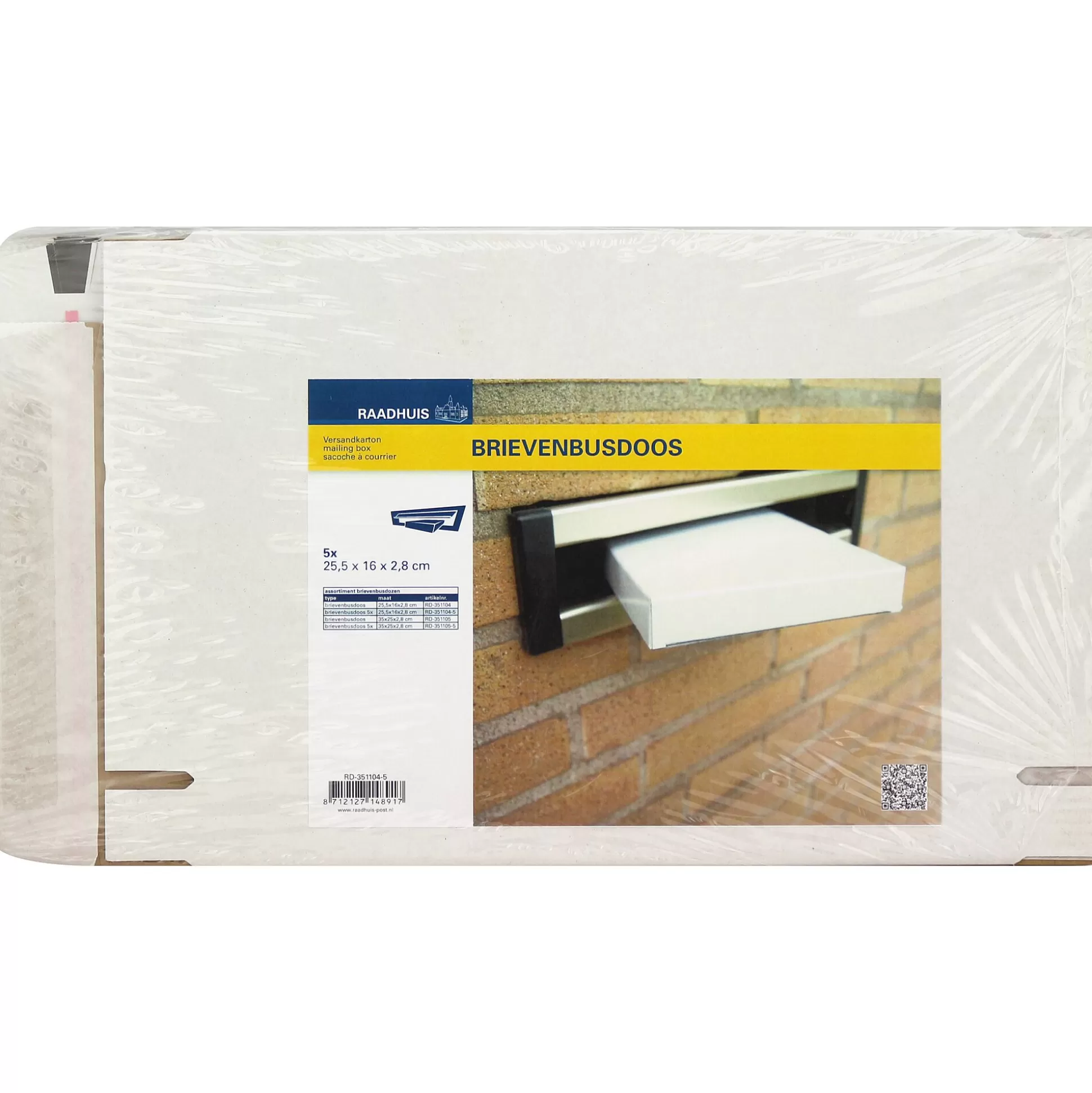 RAADHUIS Enveloppen & Postzegels-Brievenbusdoos 22,5X17X2,8Cm Wit 650G/M 5 Stuks