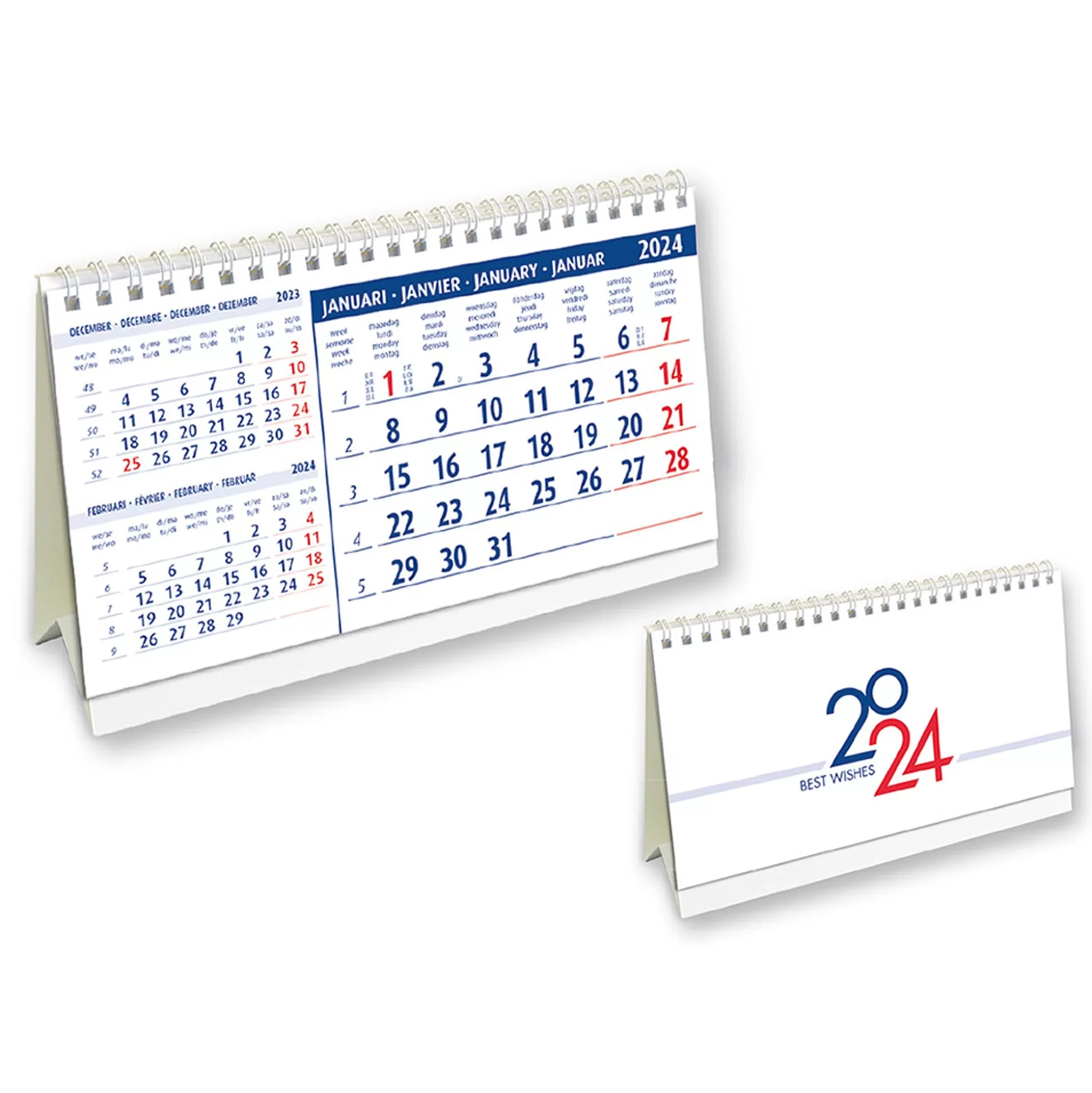 * Kalenders-Bureaukalender 16X21Cm 3-Maand 4 Talen