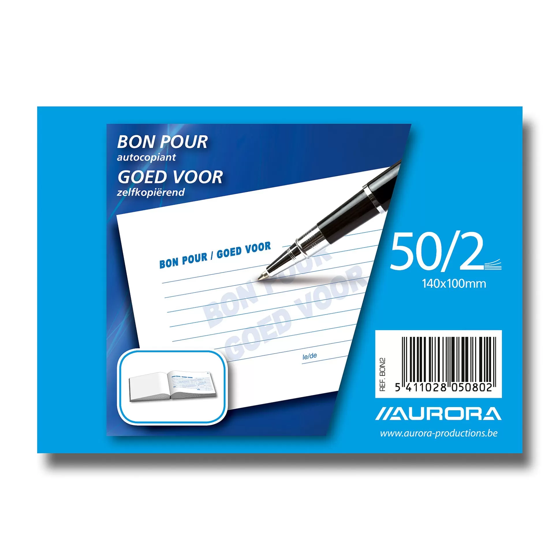 AURORA Speciaal Papier & Schrijfboeken-Bur-O-Class Bonnenboek Tweetalig "Bon Pour/Goed Voor" 10X14Cm 50 Vellen Doorschrijfpapier