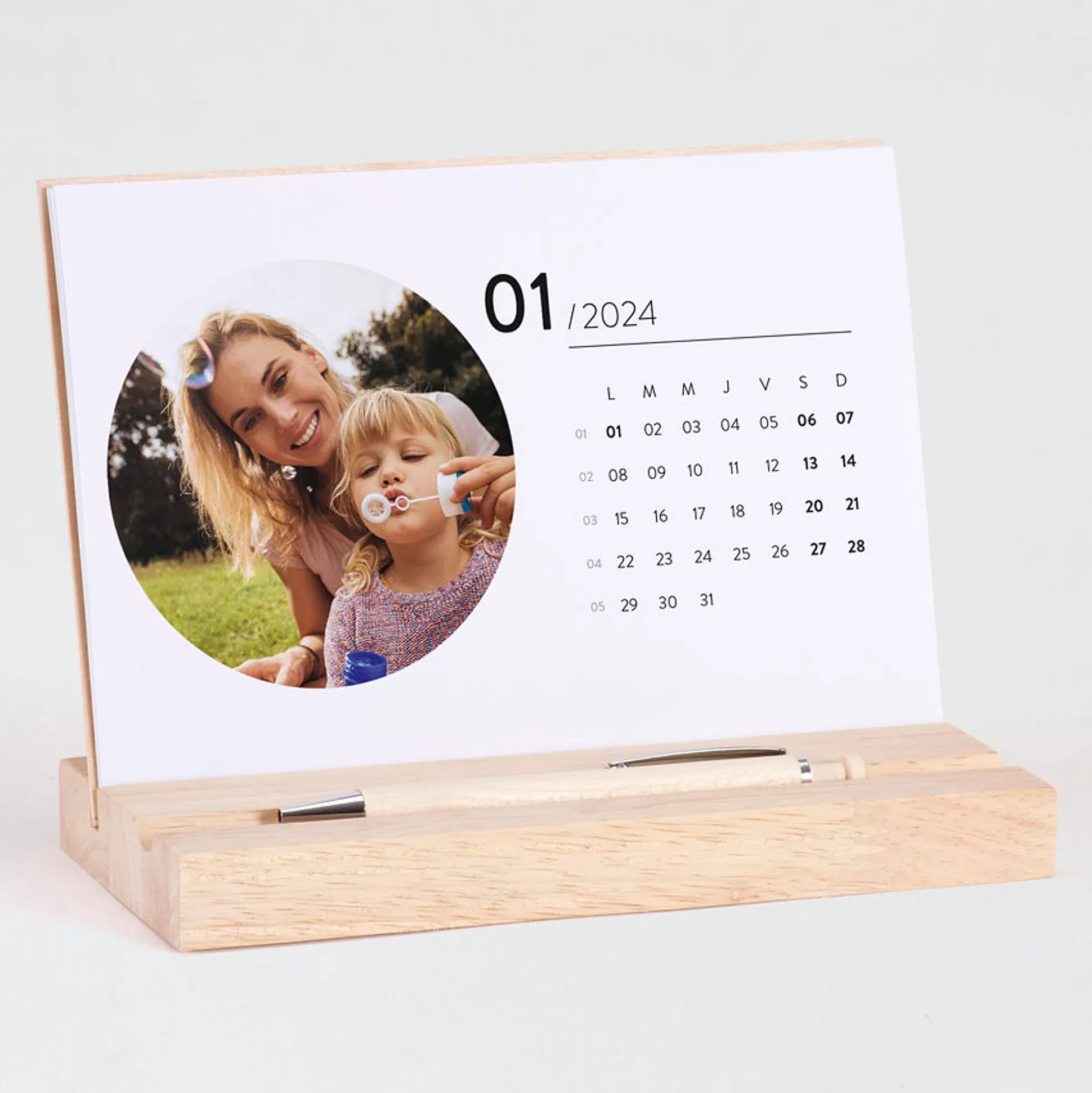 MIJN ONTWERP Mijn Ontwerp-Calendrier A5 Bulles De Bonheur & Son Support Bois