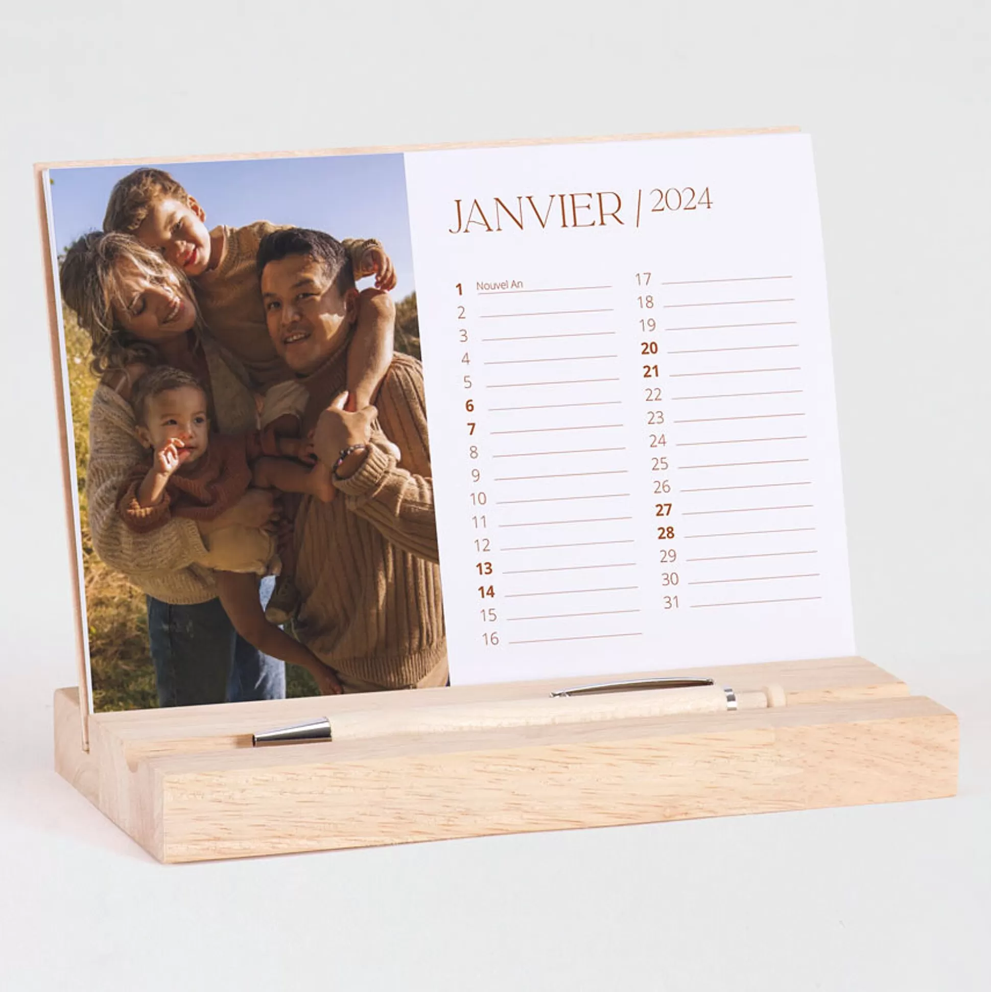 MIJN ONTWERP Mijn Ontwerp-Calendrier Photos Mensuelles Sur Socle En Bois