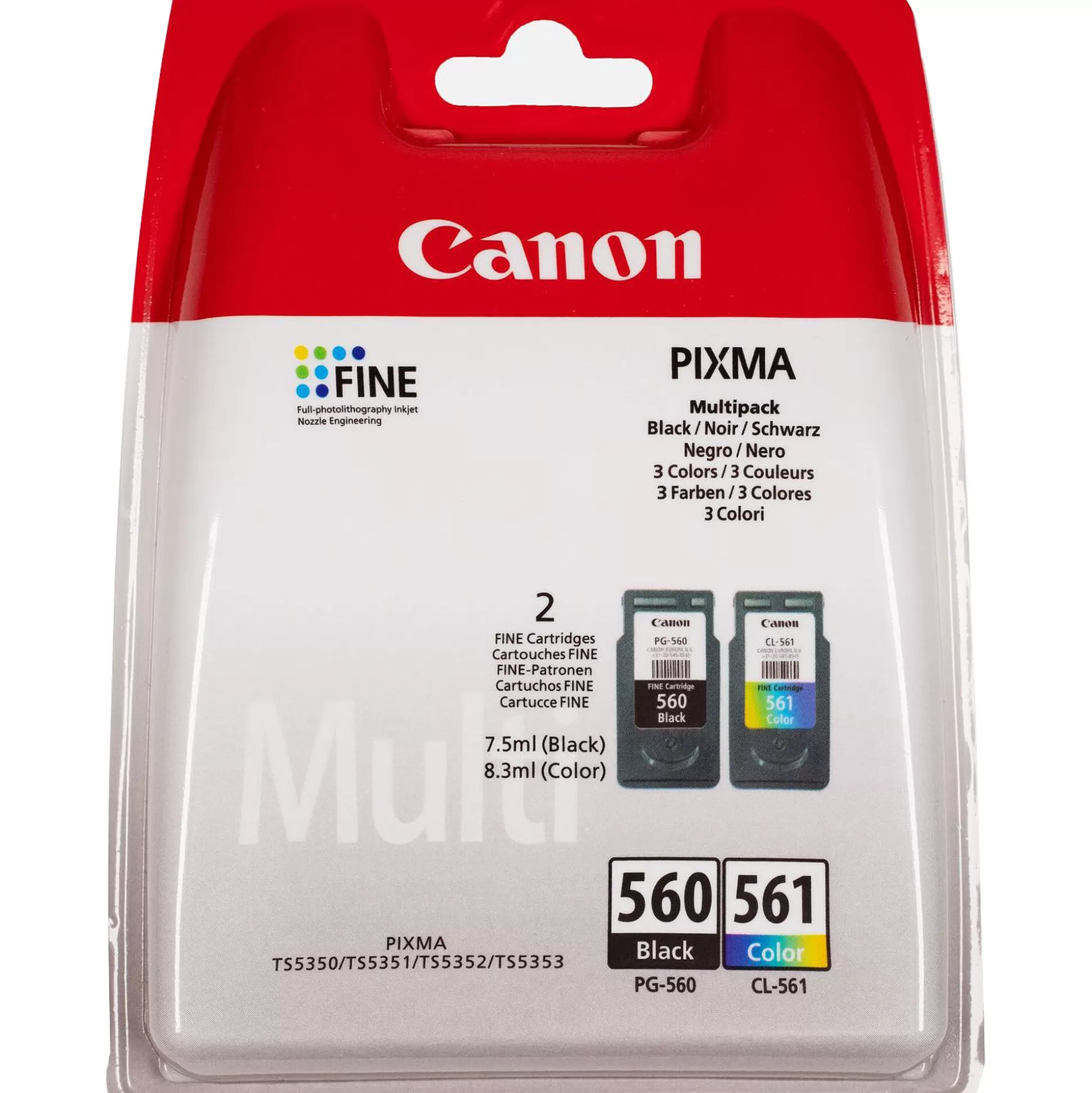 CANON Inktpatronen-Cartridge Pg-560/Cl-561 Zwart + Tricolor Multipack