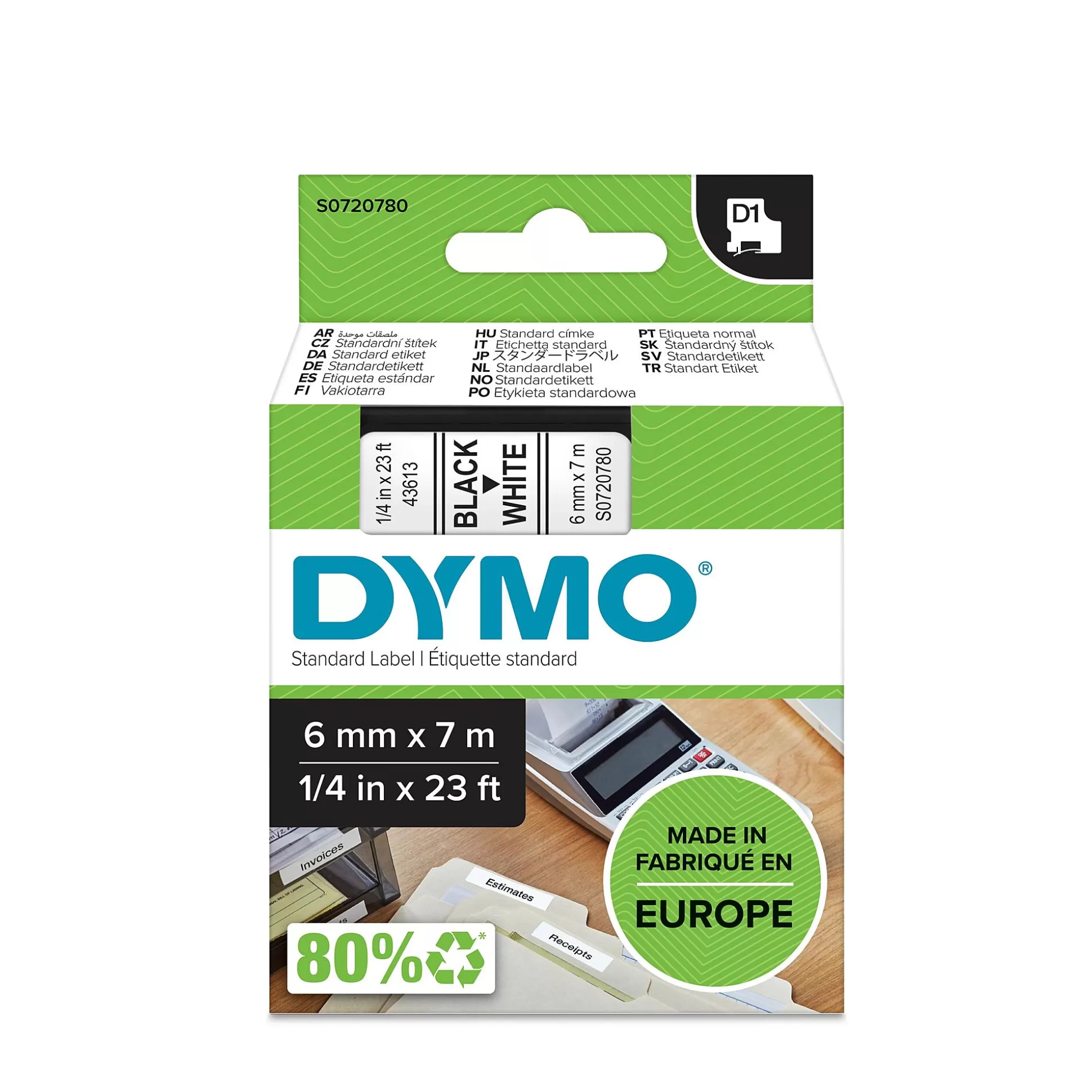 DYMO Labelen & Stempelen-D1 Tape Zwart Op Wit 6Mm X 7M 43613