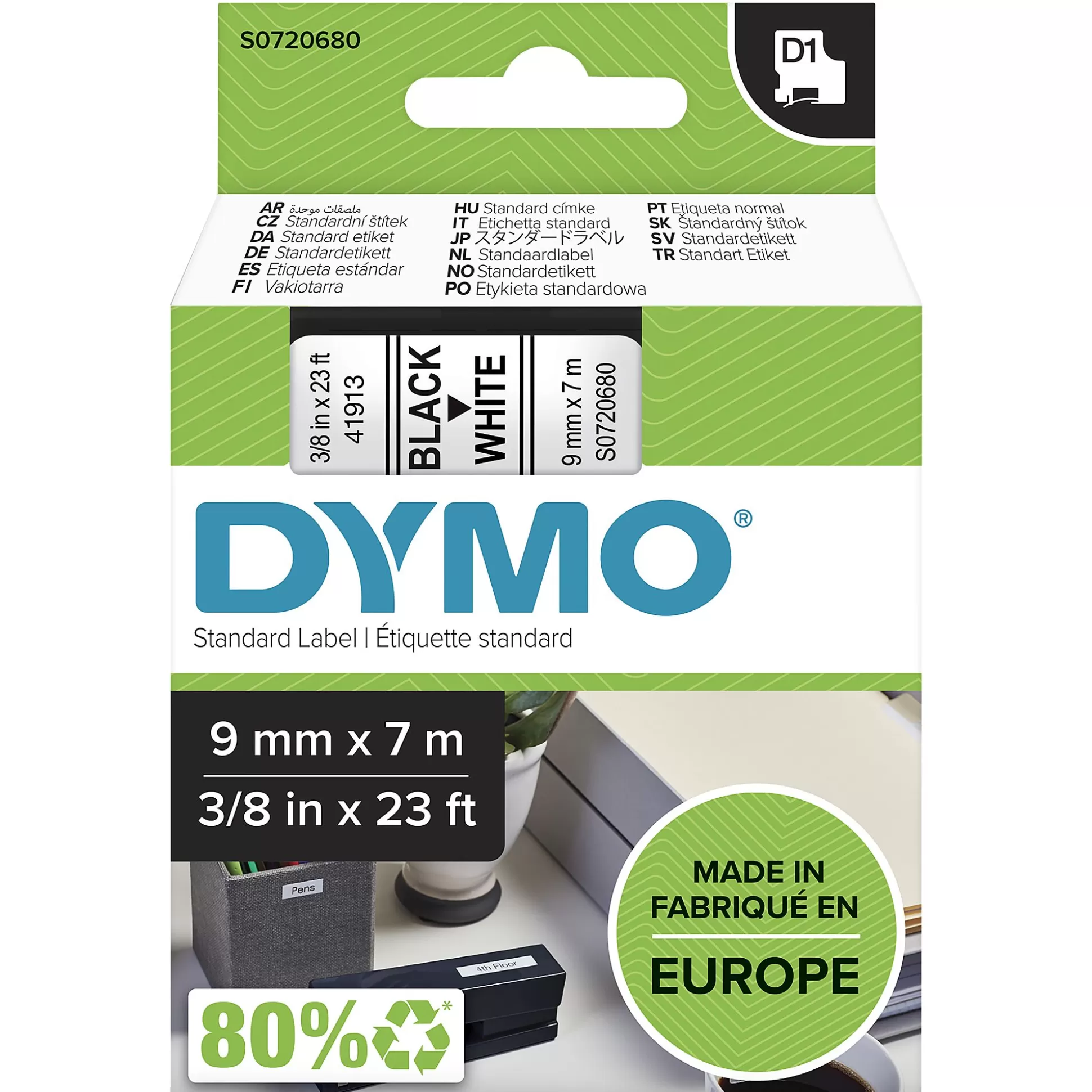 DYMO Labelen & Stempelen-D1 Tape Zwart Op Wit 9Mm X 7M 40913