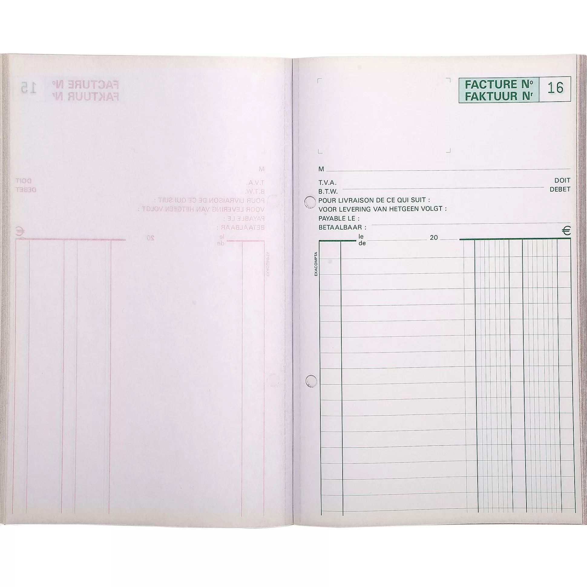 EXACOMPTA Speciaal Papier & Schrijfboeken-Doorschrijfpapier Facturen Nl+Fr 21X13,5Cm 50 Bladen Tripli Zelfkopi Rend Ref.53281X