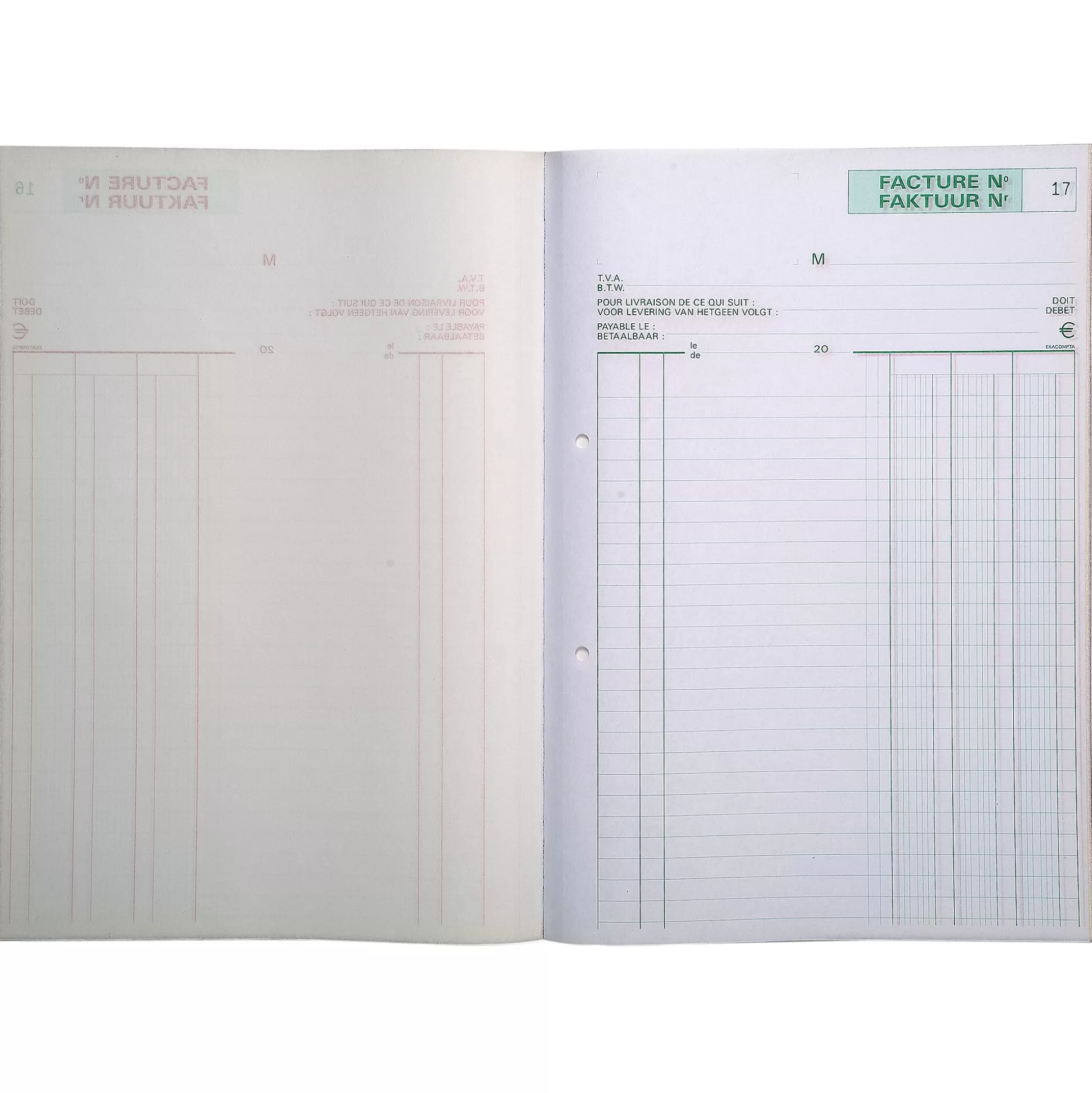 EXACOMPTA Speciaal Papier & Schrijfboeken-Doorschrijfpapier Facturen Nl+Fr A4 50 Bladen Dupli Zelfkopi Rend Ref.53284X