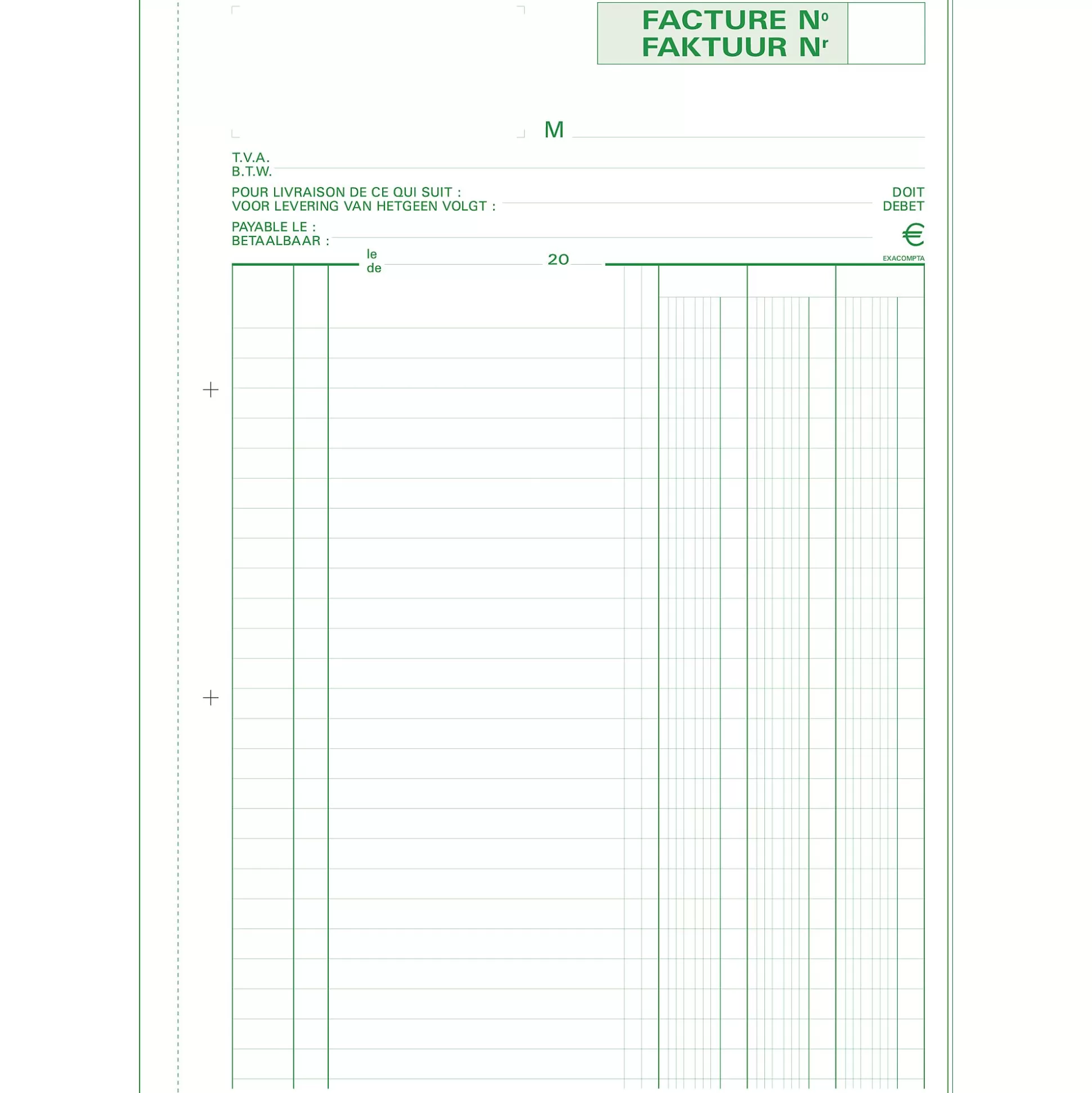 EXACOMPTA Speciaal Papier & Schrijfboeken-Doorschrijfpapier Facturen Nl+Fr A4 50 Bladen Dupli Zelfkopi Rend Ref.53284X