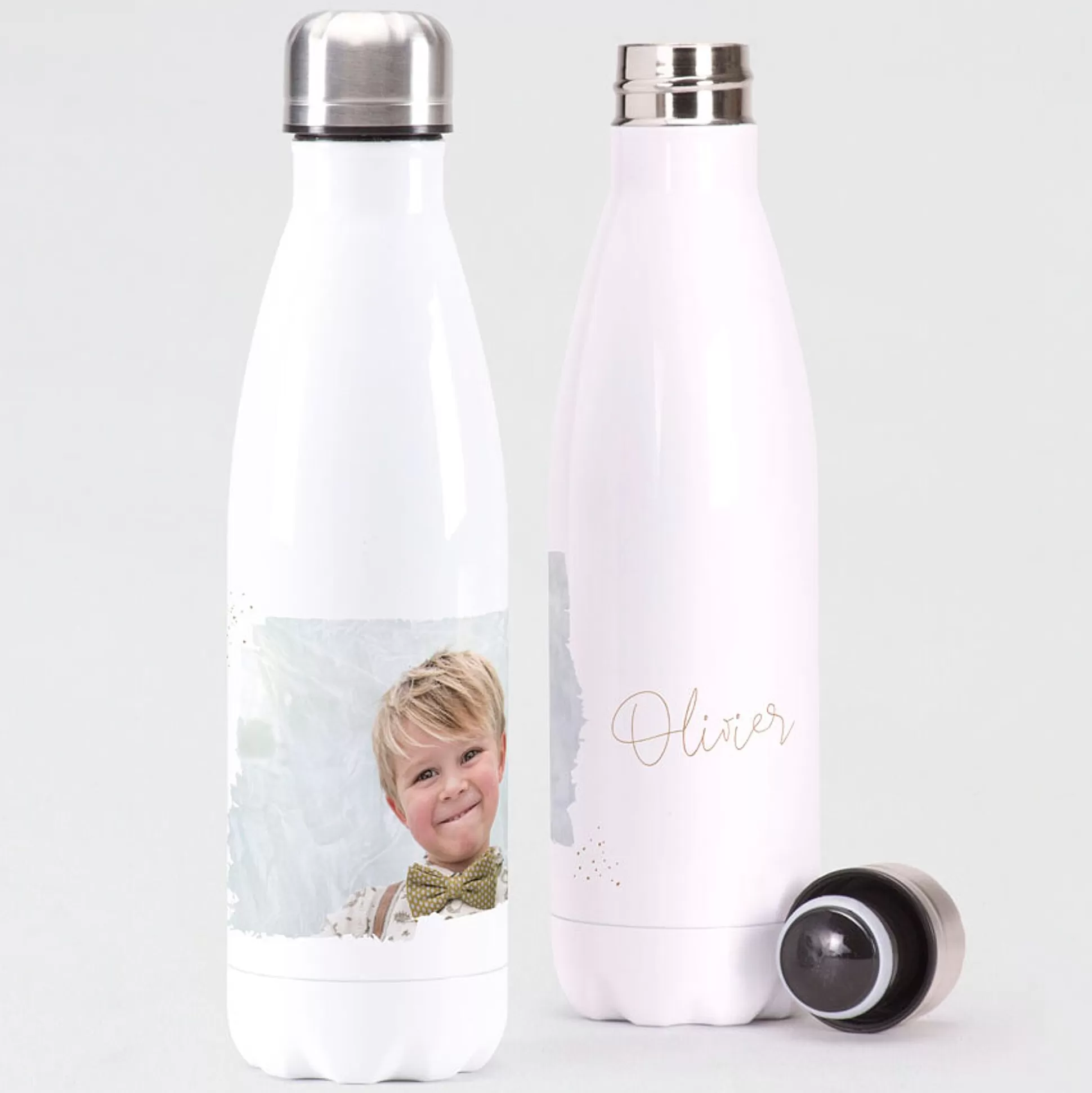 MIJN ONTWERP Drinkflessen-Drinkfles Met Foto In Een Verfstreep