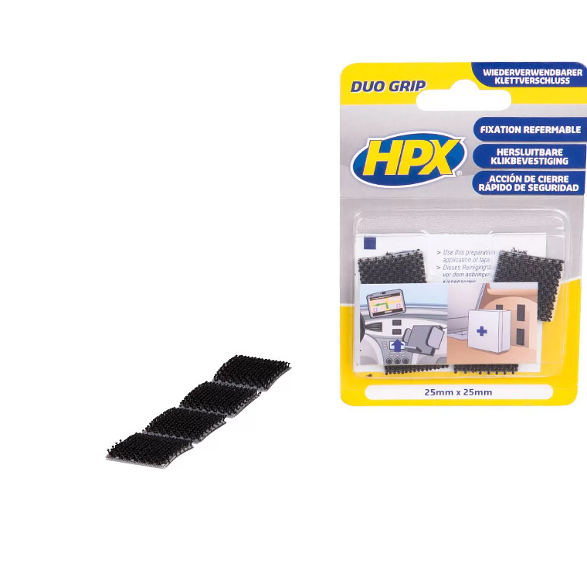 HPX Klein Bureaumateriaal-Duo Grip Klikband Pads 25X25Mm