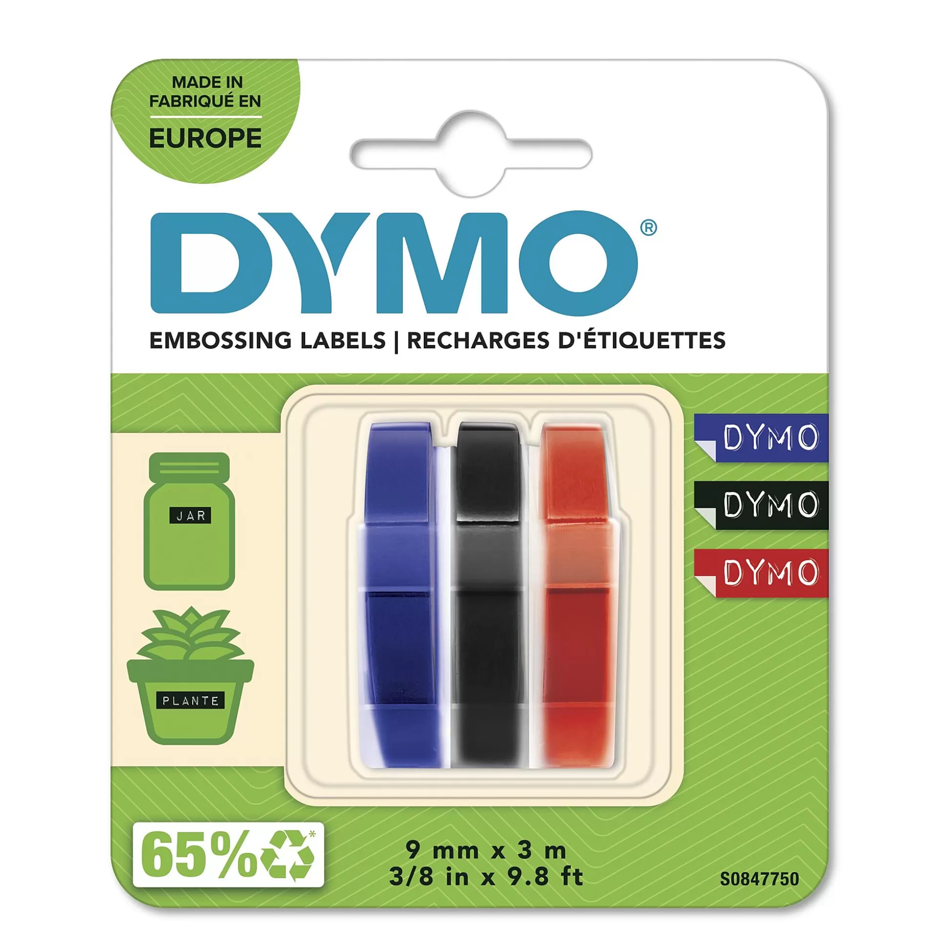 DYMO Labelen & Stempelen-Embossing Reli Ftape Tape Zwart + Blauw + Rood