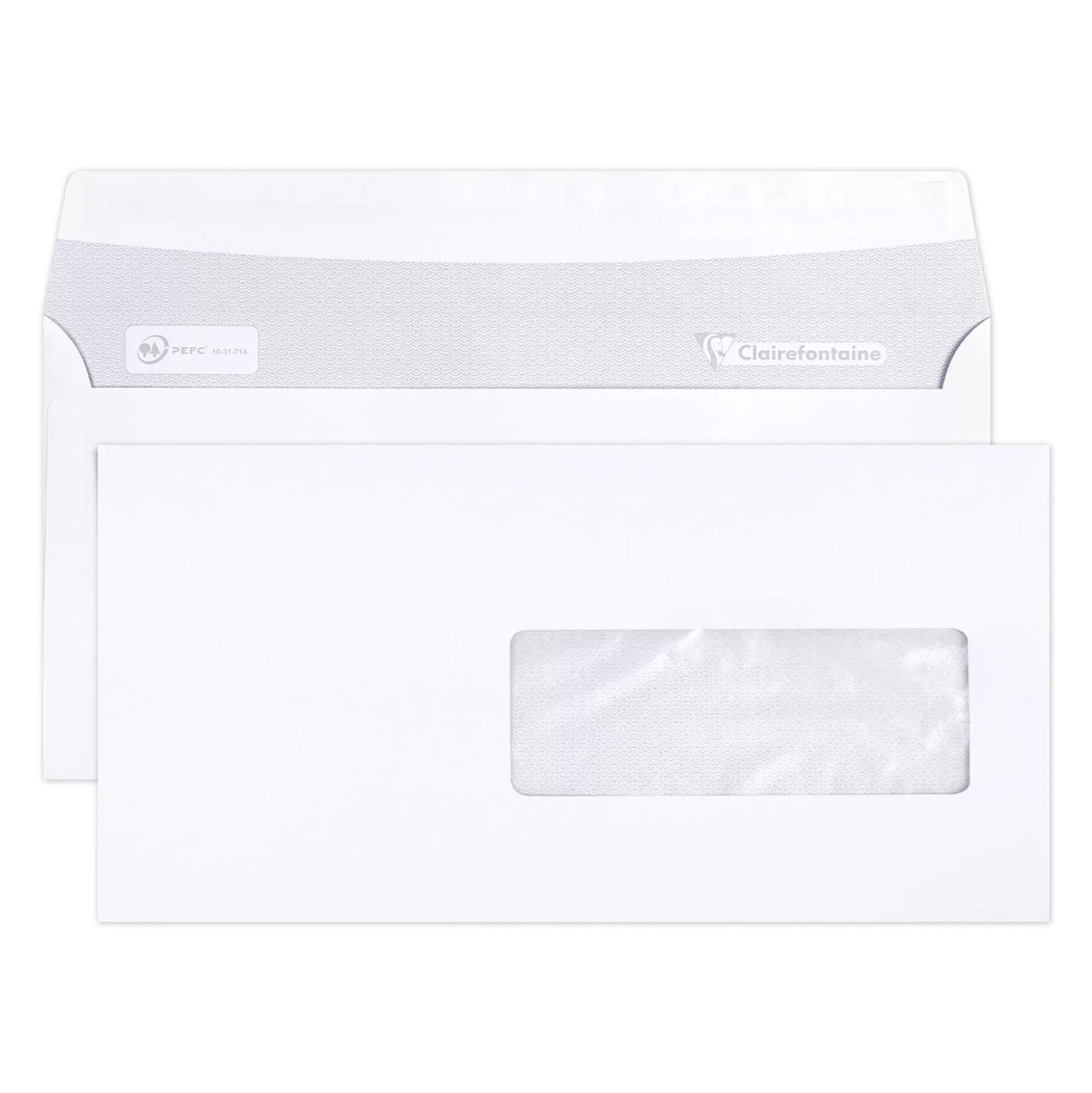 CLAIREFONTAINE Enveloppen & Postzegels-Enveloppen 22,9X11,4Cm Wit 80G/M C5/6 Zelfklevend Met Venster 500 Stuks