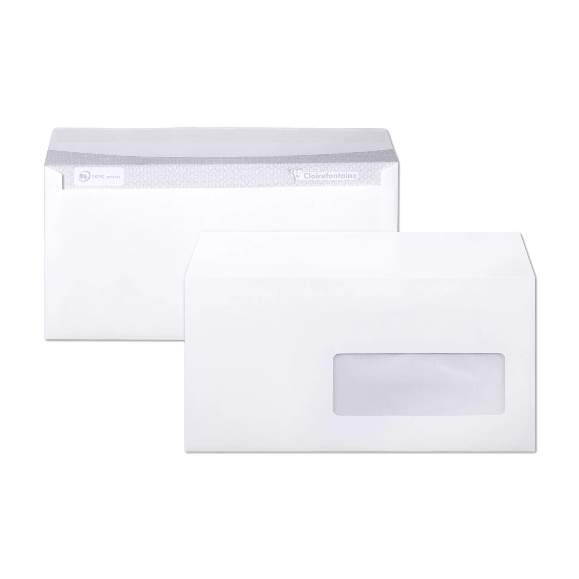 CLAIREFONTAINE Enveloppen & Postzegels-Enveloppen 22,9X11,4Cm Wit 80G/M C5/6 Zelfklevend Met Venster 50 Stuks