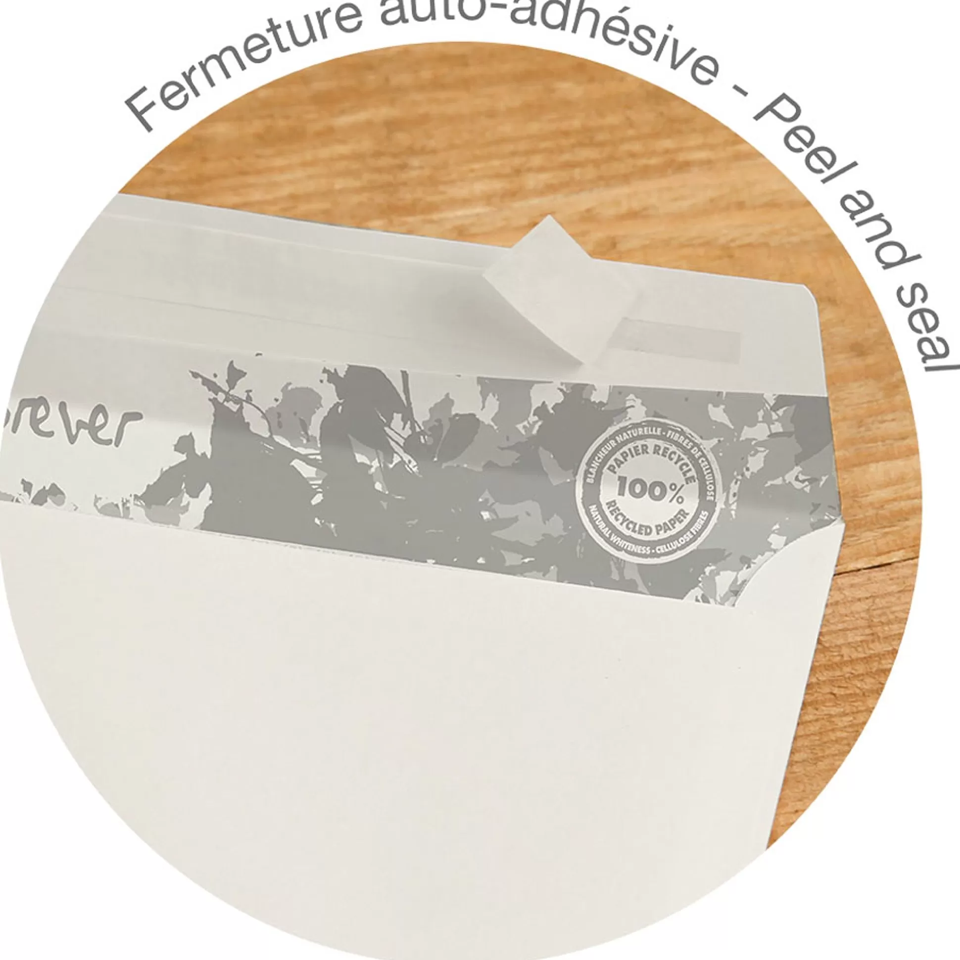 CLAIREFONTAINE Enveloppen & Postzegels-Enveloppen 'Forever' Recycled 22X11Cm Wit 80G/M Dl Zelfklevend 50 Stuks