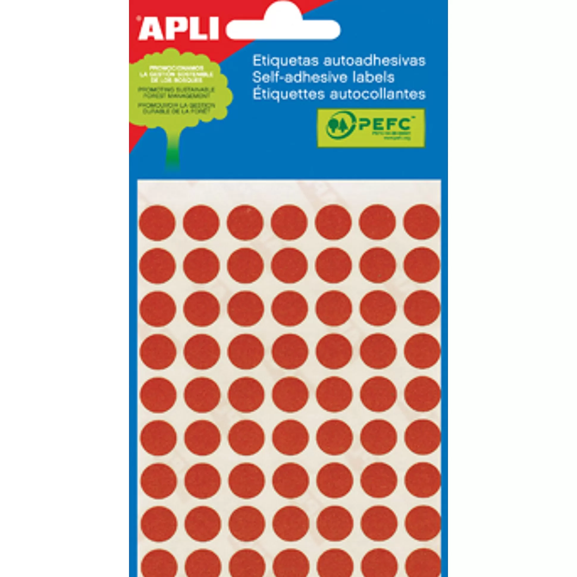 APLI Etiketten & Labels-Etiketten 10Mm Rood 5 Vellen 315 Stuks