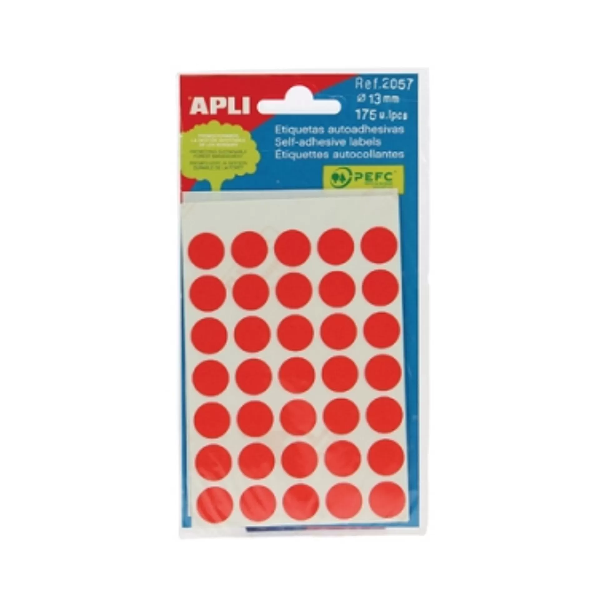 APLI Etiketten & Labels-Etiketten 13Mm Rood 5 Vellen 175 Stuks