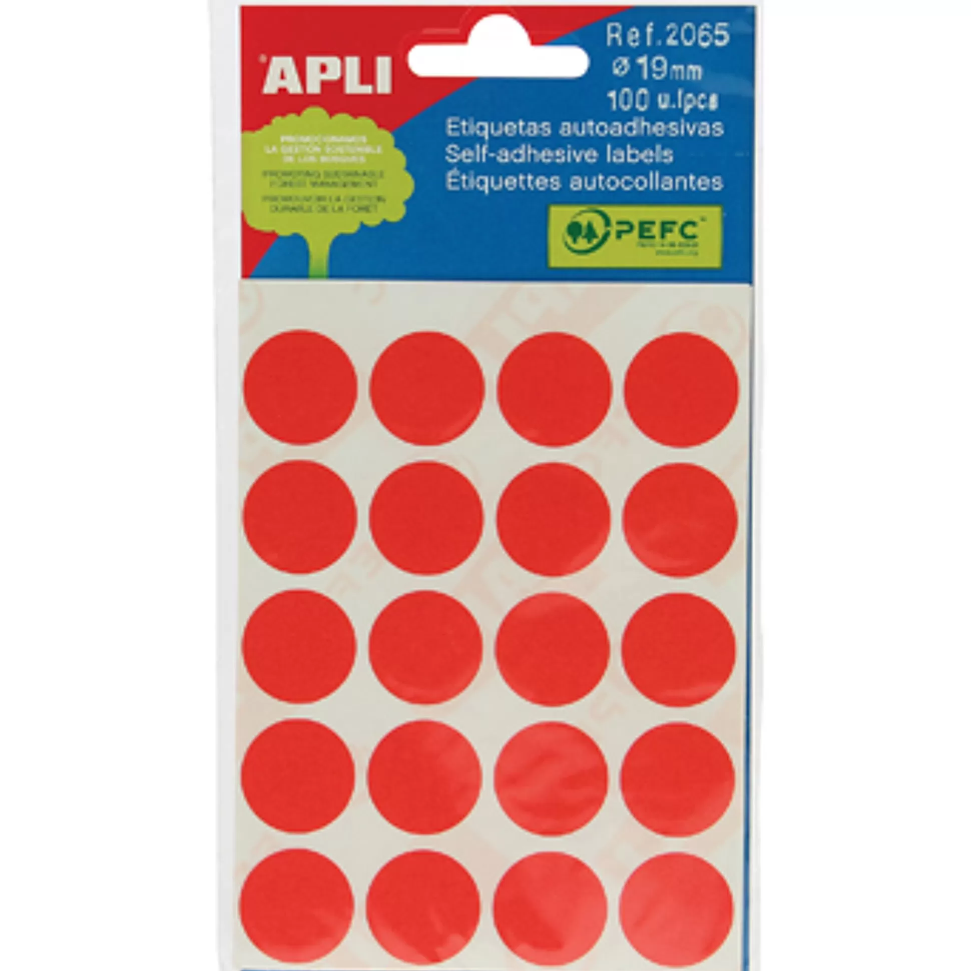 APLI Etiketten & Labels-Etiketten 19Mm Rood 5 Vellen 100 Stuks