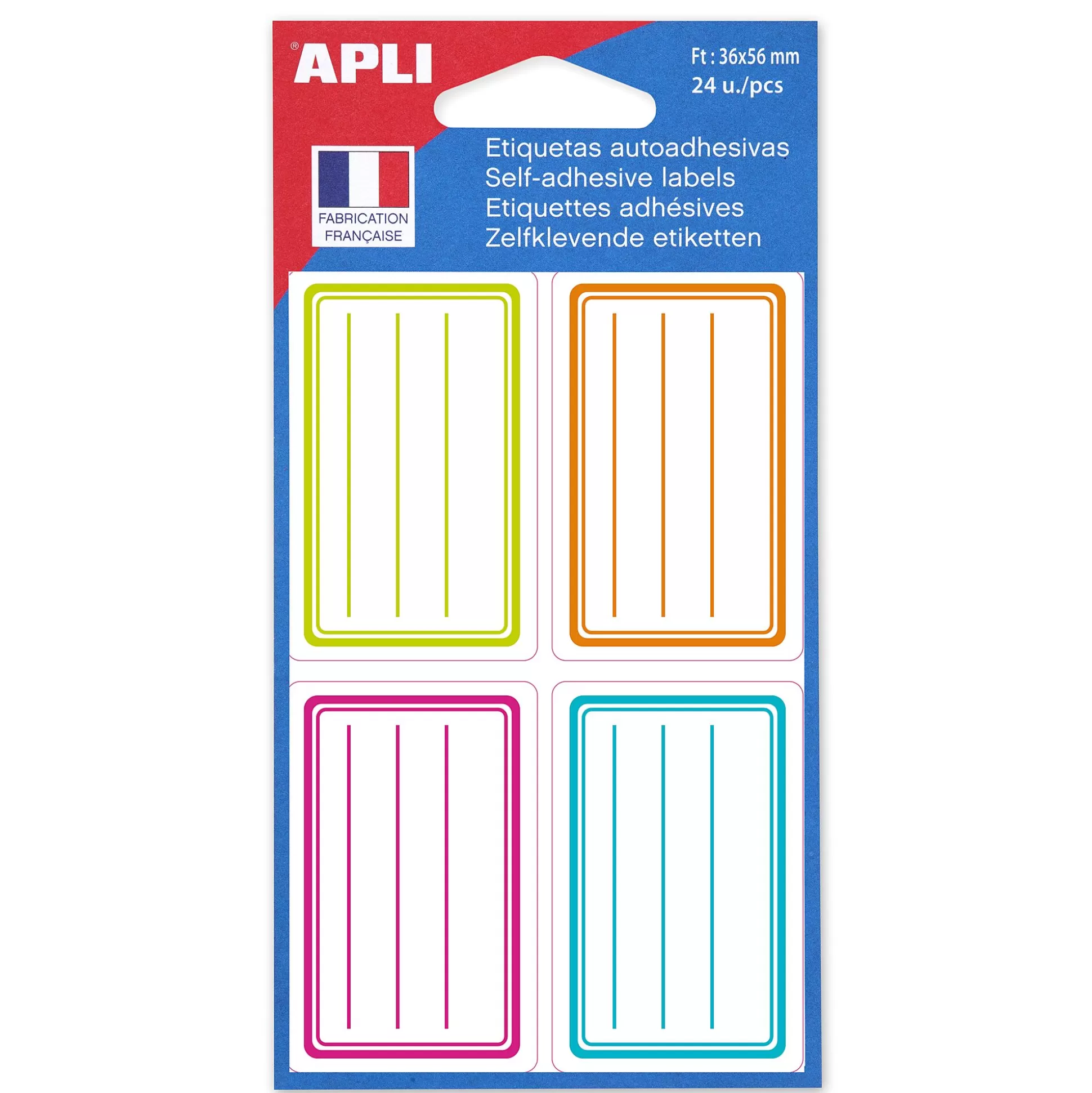 APLI Etiketten & Labels-Etiketten 36X56Mm Assortiment Permanent 6 Vellen 24 Stuks