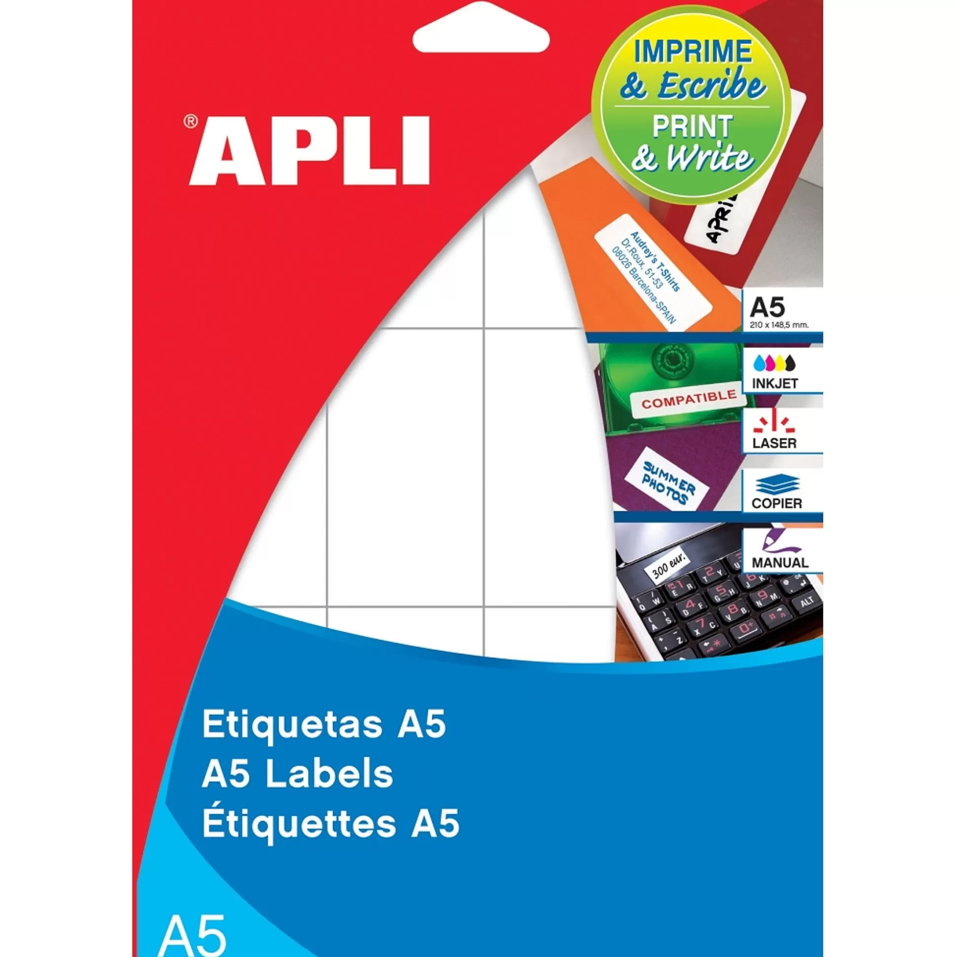 APLI Etiketten & Labels-Etiketten 8X12Mm Wit A5 3375 Stuks