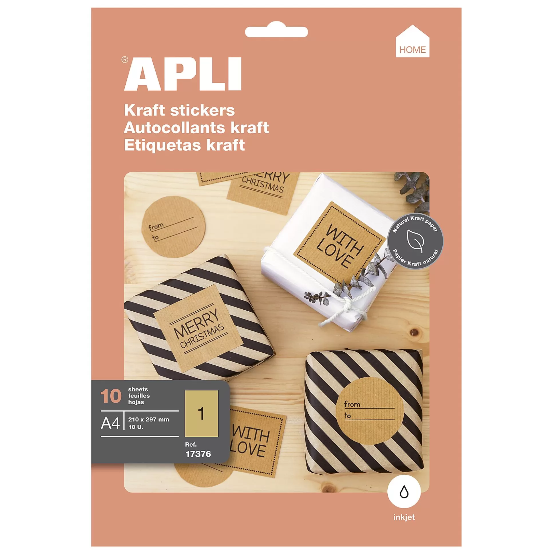 APLI Etiketten & Labels-Etiketten Kraft A4 10 Vellen