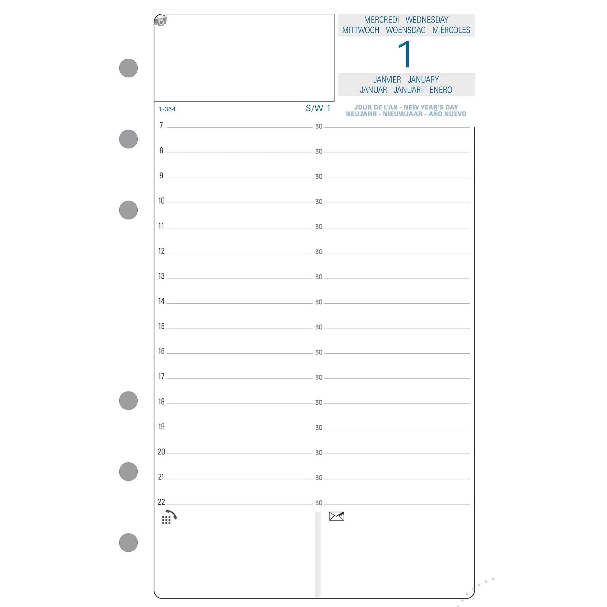 EXACOMPTA Planners & Lijstjes-Exaclair Vulling Agenda 10,5X17,2Cm 1 Dag Per Pagina 6 Talen Exa 17