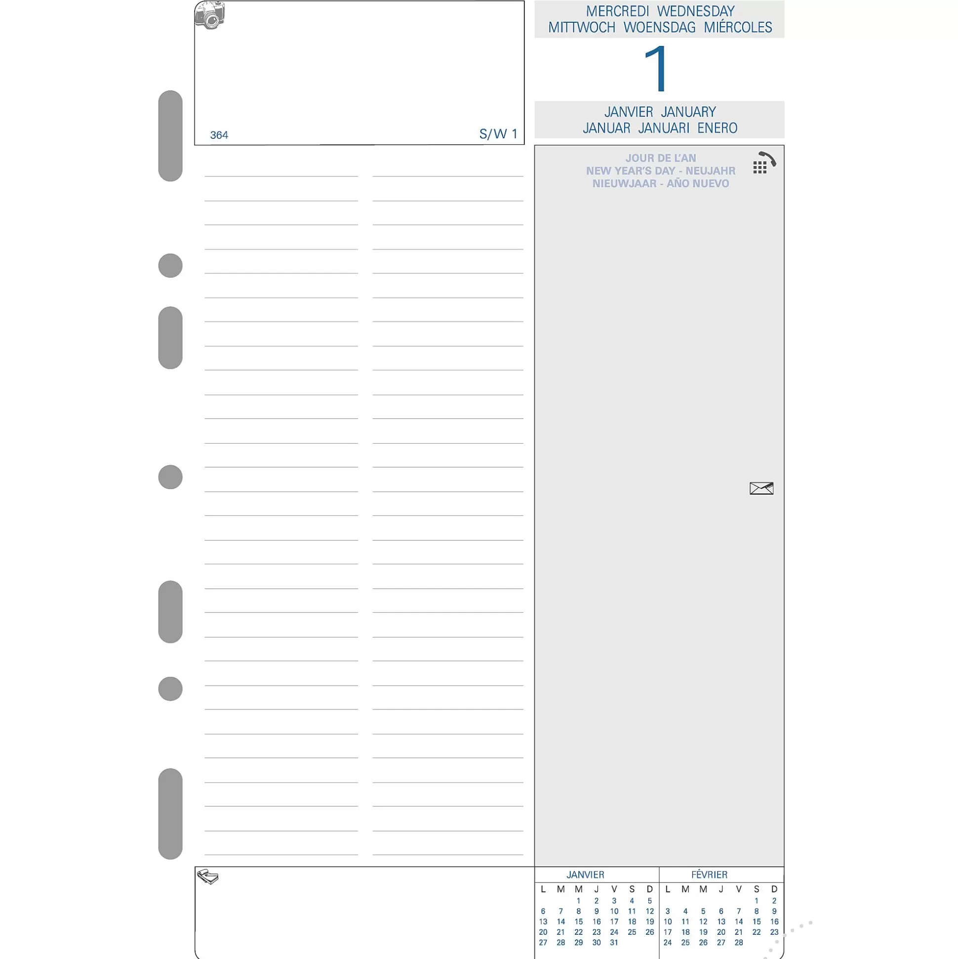 EXACOMPTA Planners & Lijstjes-Exaclair Vulling Agenda 14,2X21Cm 1 Dag Per Pagina 6 Talen Exa 21