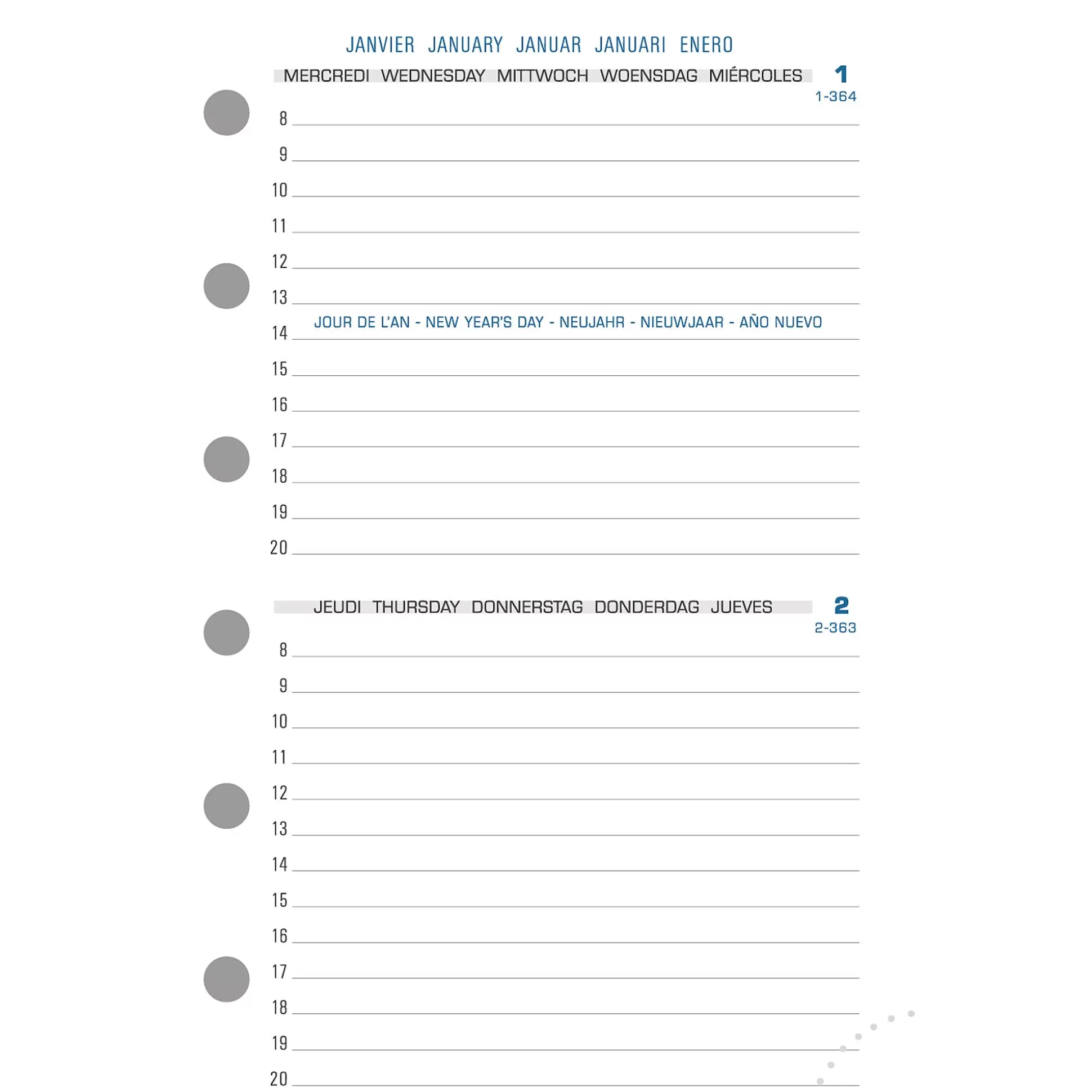 EXACOMPTA Planners & Lijstjes-Exaclair Vulling Agenda 8,1X12,6Cm 2 Dagen Per Pagina Horizontaal 6 Talen Exa 14