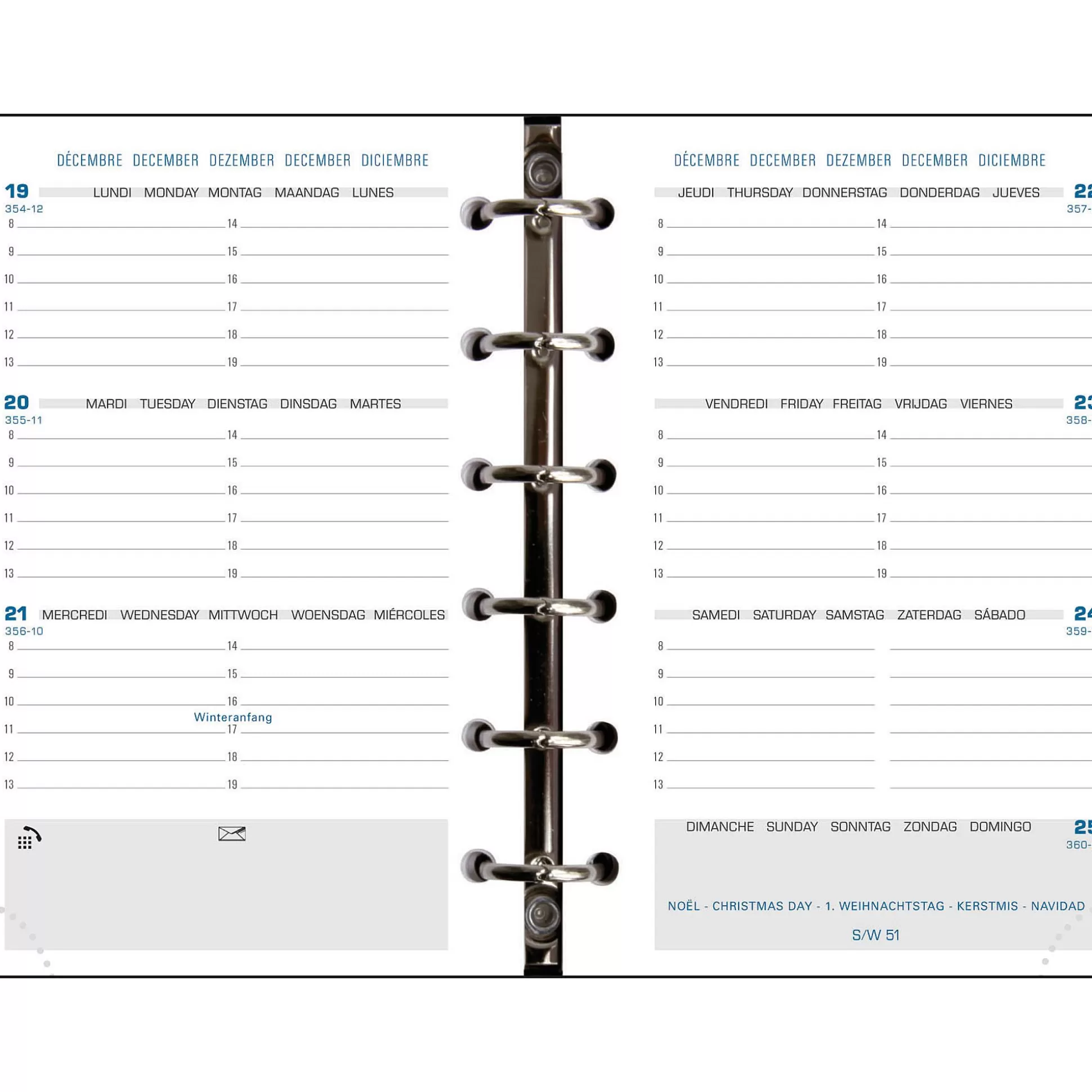 EXACOMPTA Planners & Lijstjes-Exaclair Vulling Agenda 8,1X14,6Cm 1 Week Op 2 Pagina's Horizontaal 6 Talen Exa 14