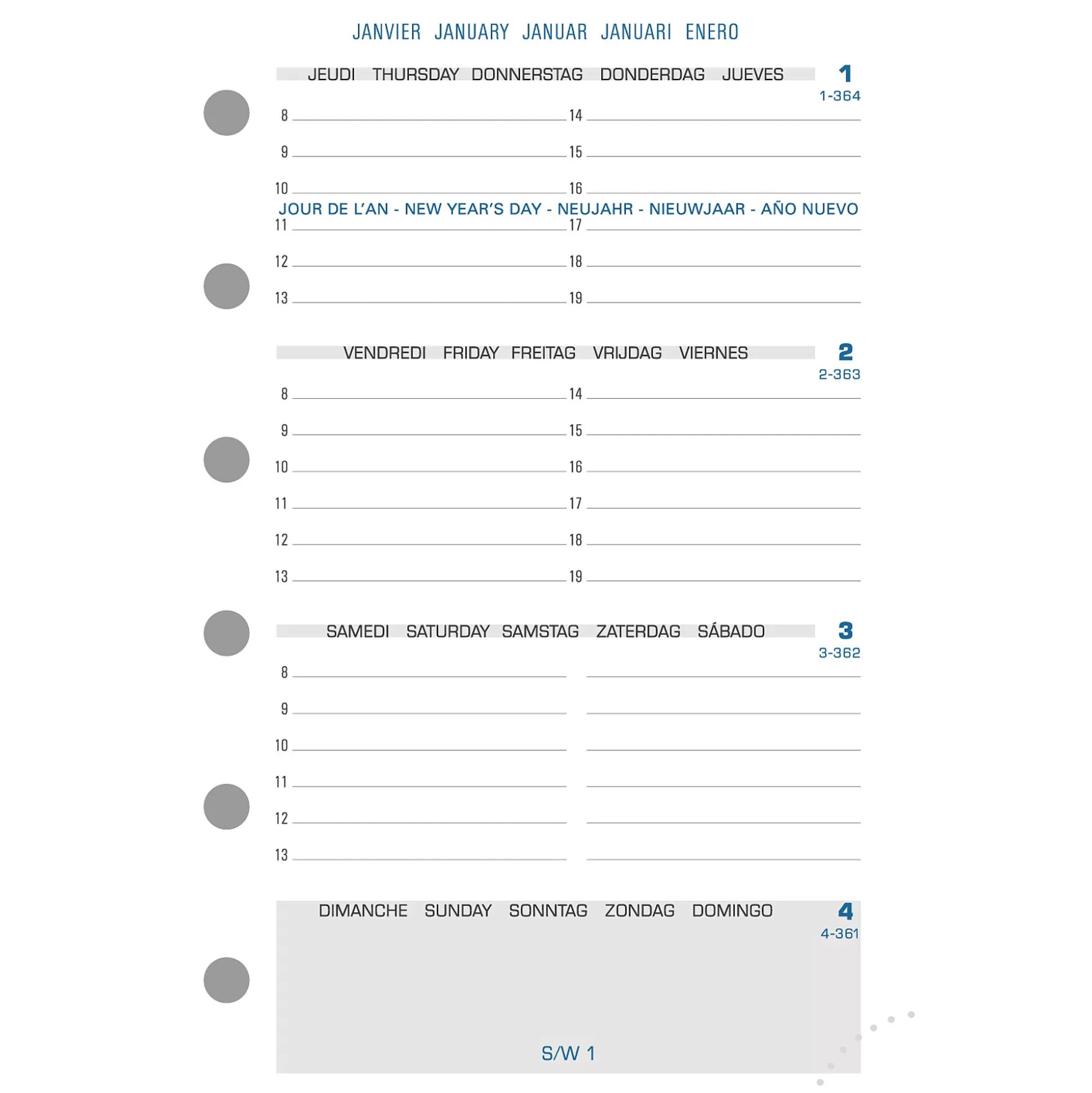 EXACOMPTA Planners & Lijstjes-Exaclair Vulling Agenda 8,1X14,6Cm 1 Week Op 2 Pagina's Horizontaal 6 Talen Exa 14