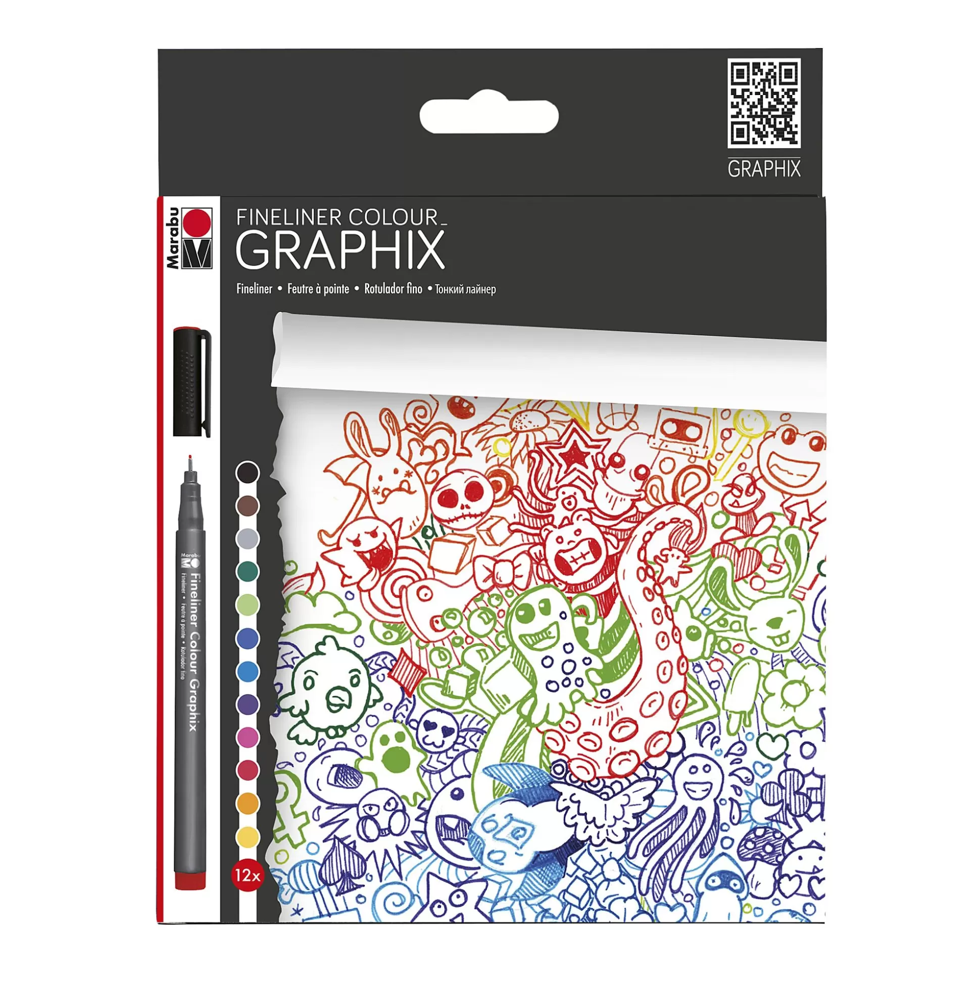 MARABU Stiften-Fineliner Colour Doodle Supr Me 12 Stuks