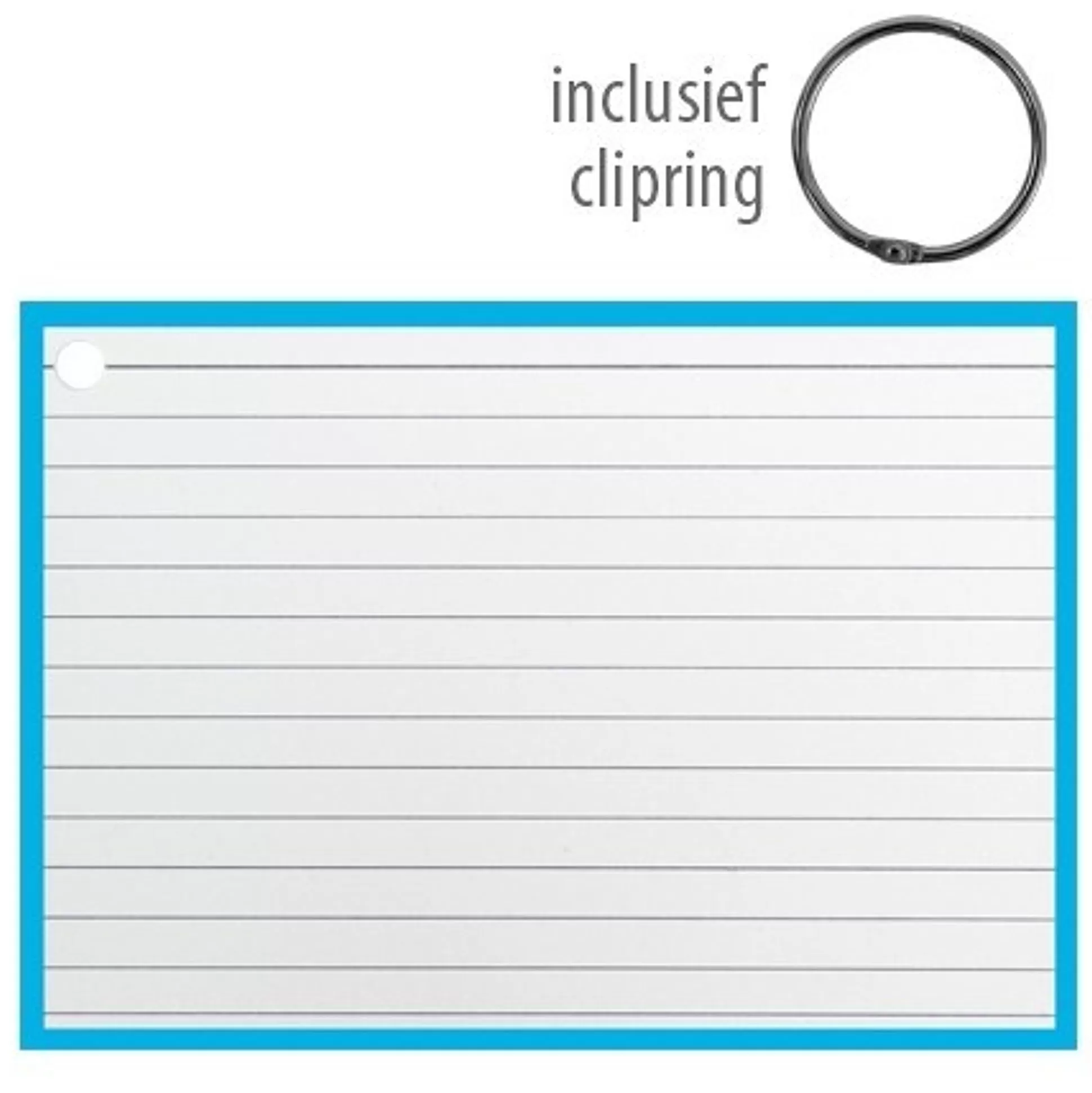 * Klasseren-Flashcards A6 Blauw 50 Stuks Inclusief 1 Clipring